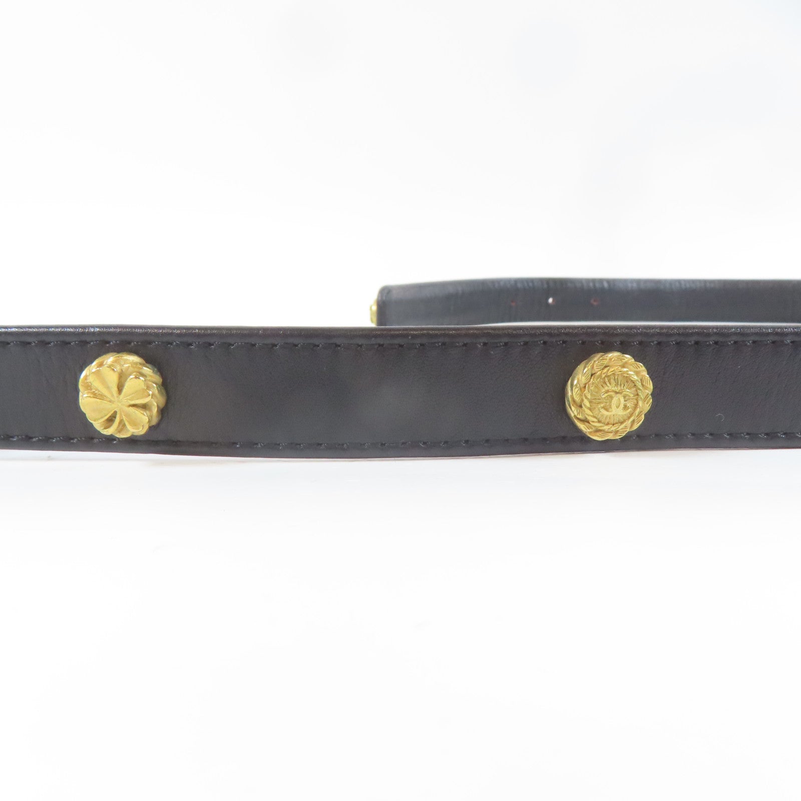 CHANEL 【激減優惠】金屬/羊皮皮革Belt皮帶黑色