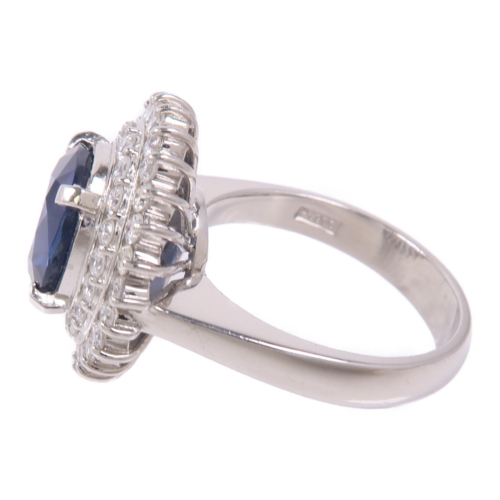 JEWELRY PT900鉑金Sapphire/Diamond Ring藍寶石/鑽石戒指US#7