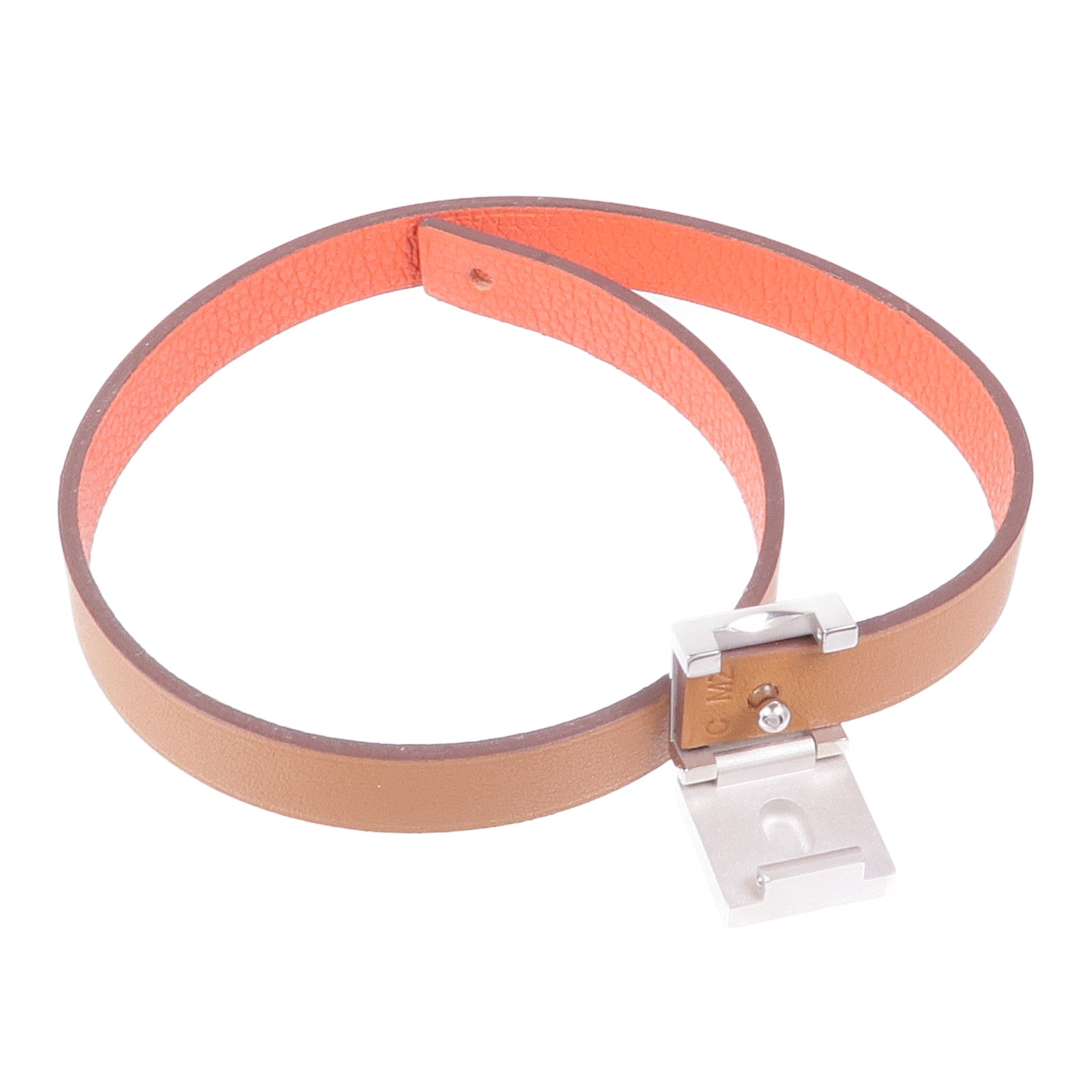 HERMES 皮革/金屬Double Bracelet手鏈