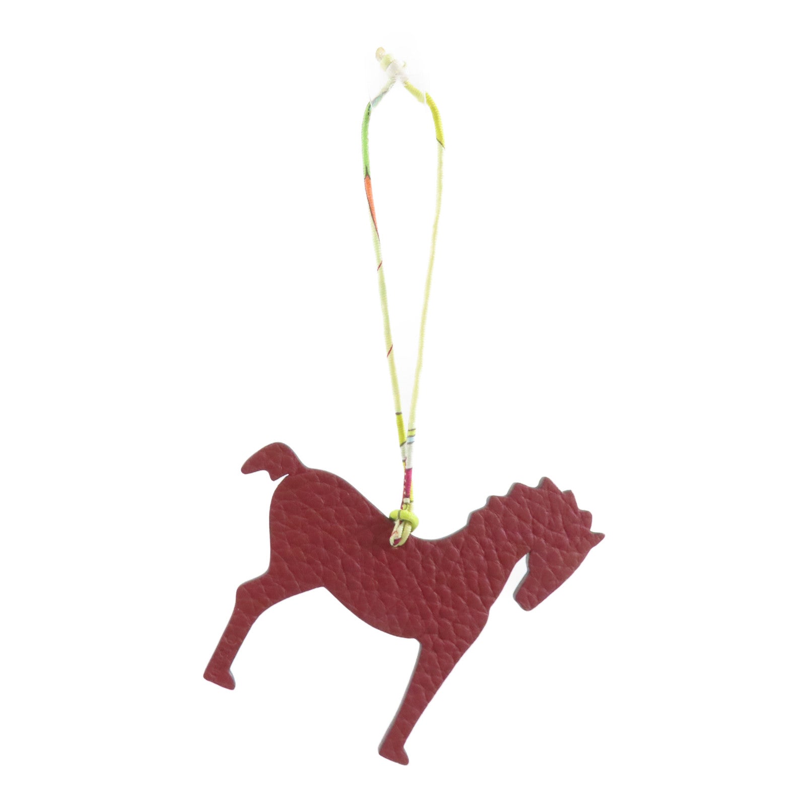 HERMES 皮革Charm掛飾綠色/啡色