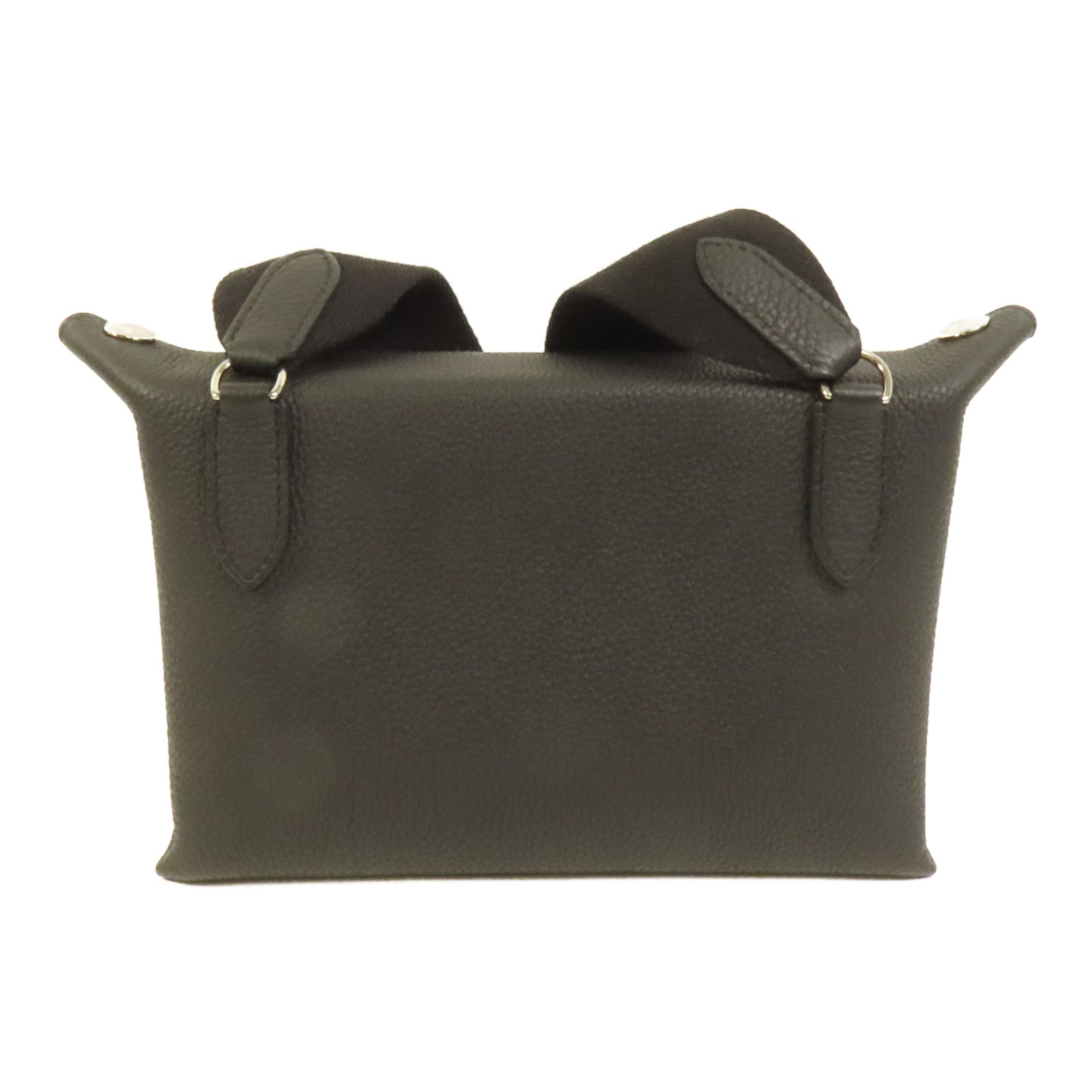 HERMES Togo皮革Videpoches銀扣肩背袋Noir