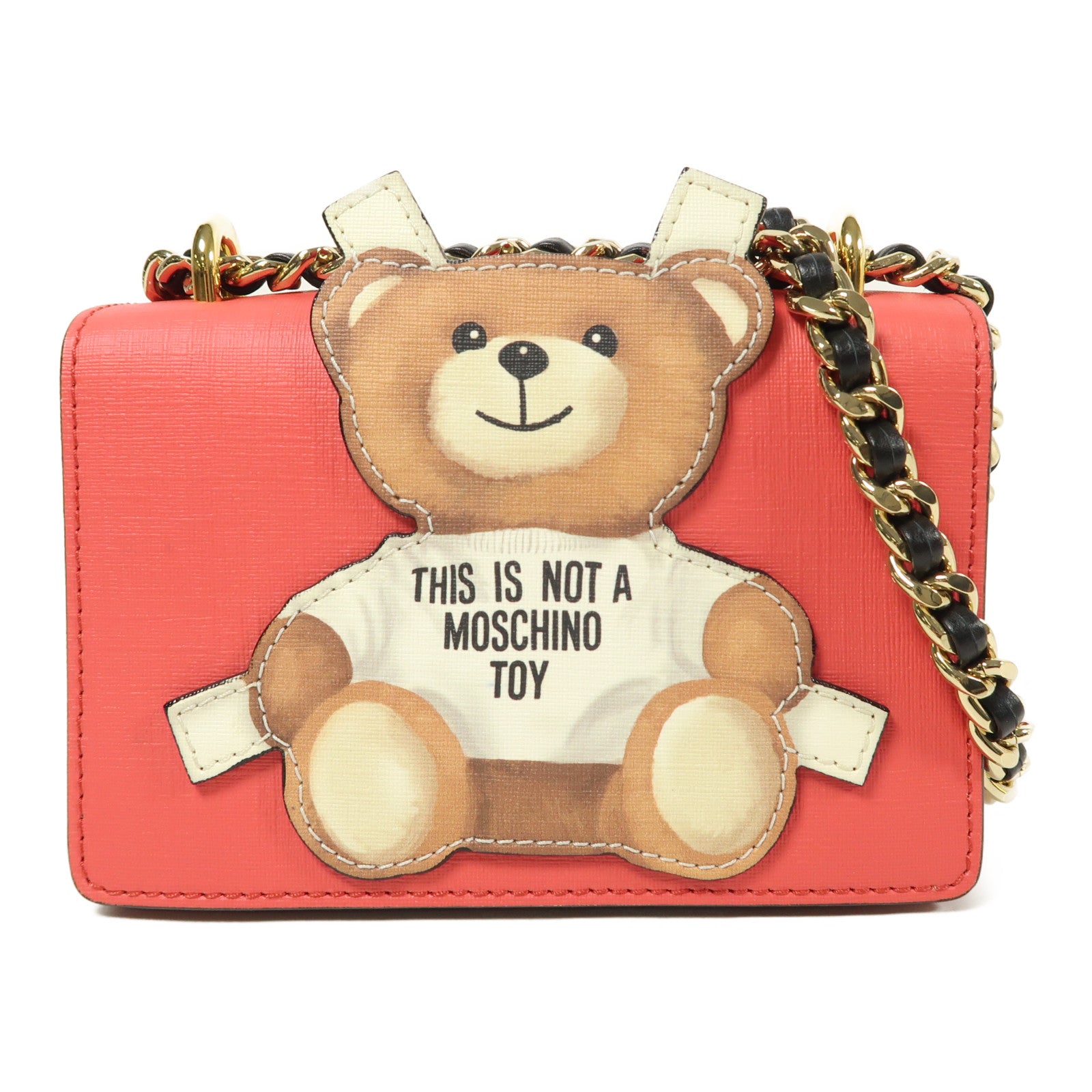 MOSCHINO 皮革Shoulder Bag金扣鏈帶肩背袋