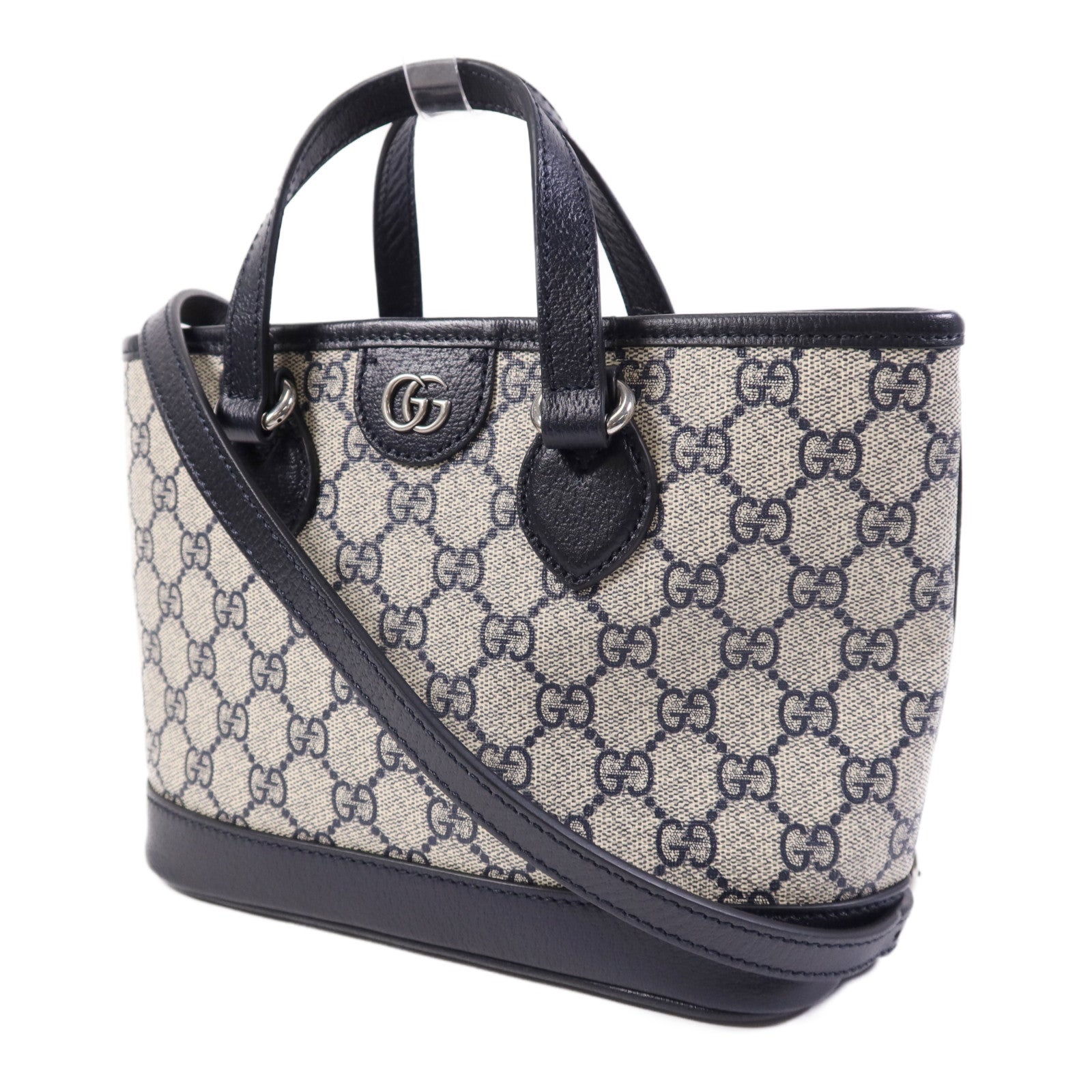 GUCCI 塗層帆布2 Way Shoulder Bag銀扣手挽肩背兩用袋