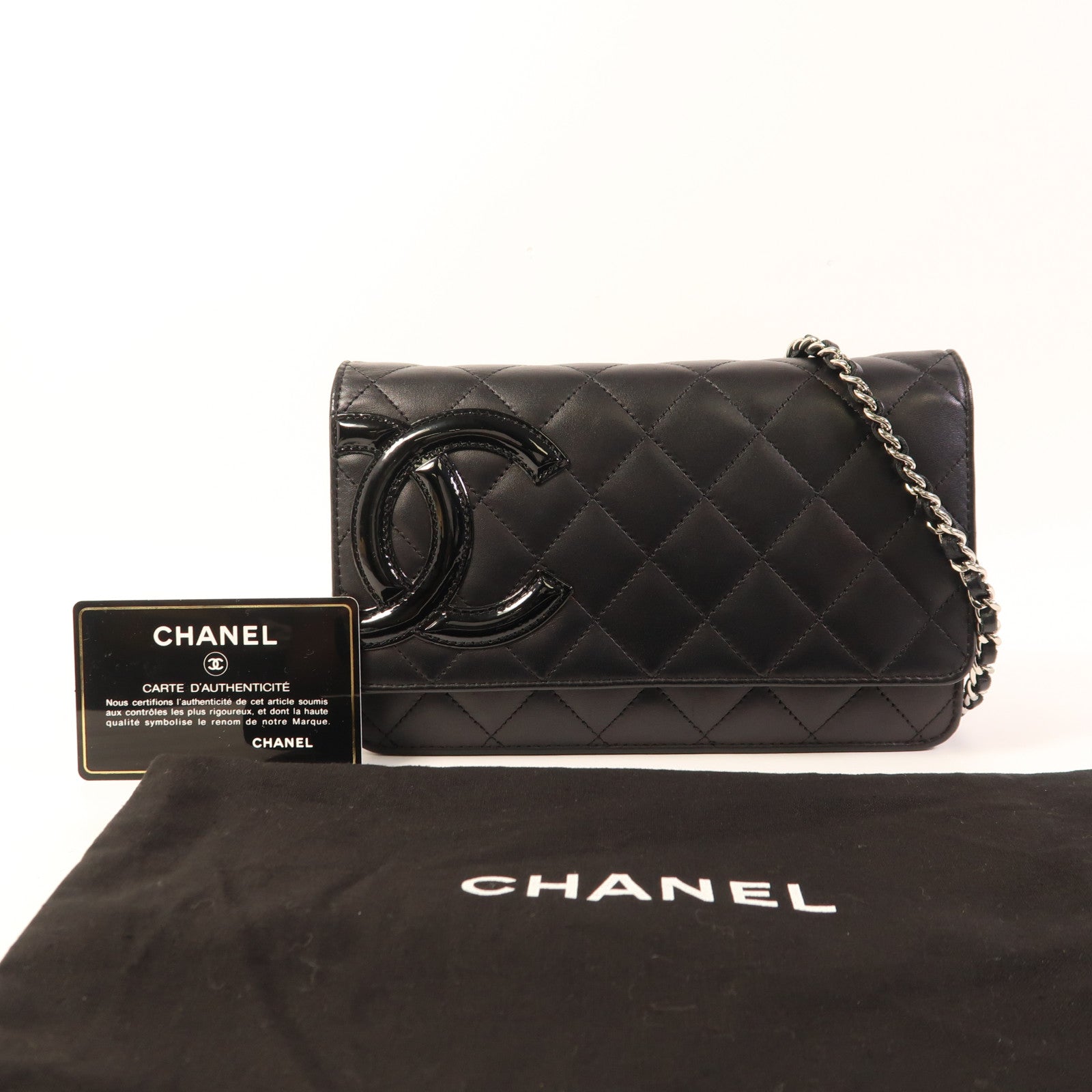 CHANEL 牛皮皮革WOC Wallet On Chain銀扣鏈帶肩背袋