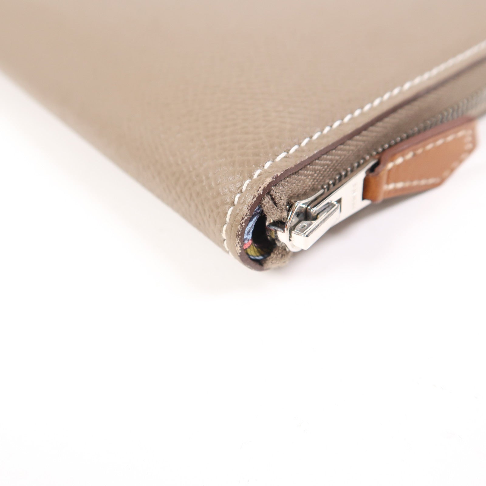 HERMES Epsom皮革Silk In Long Wallet銀扣長錢包18 Etoupe