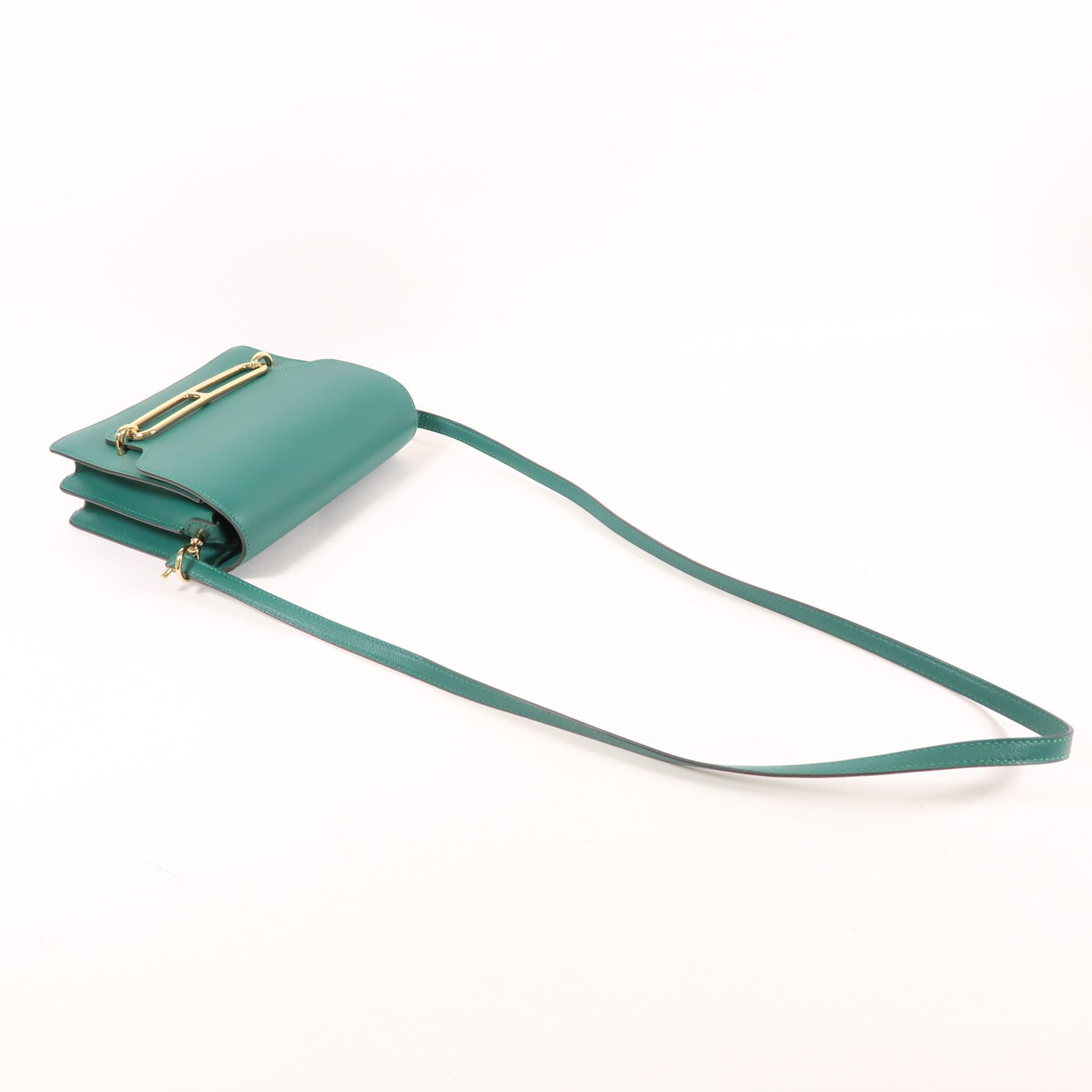 HERMES Evercolor皮革Mini Roulis金扣肩背袋Malachite