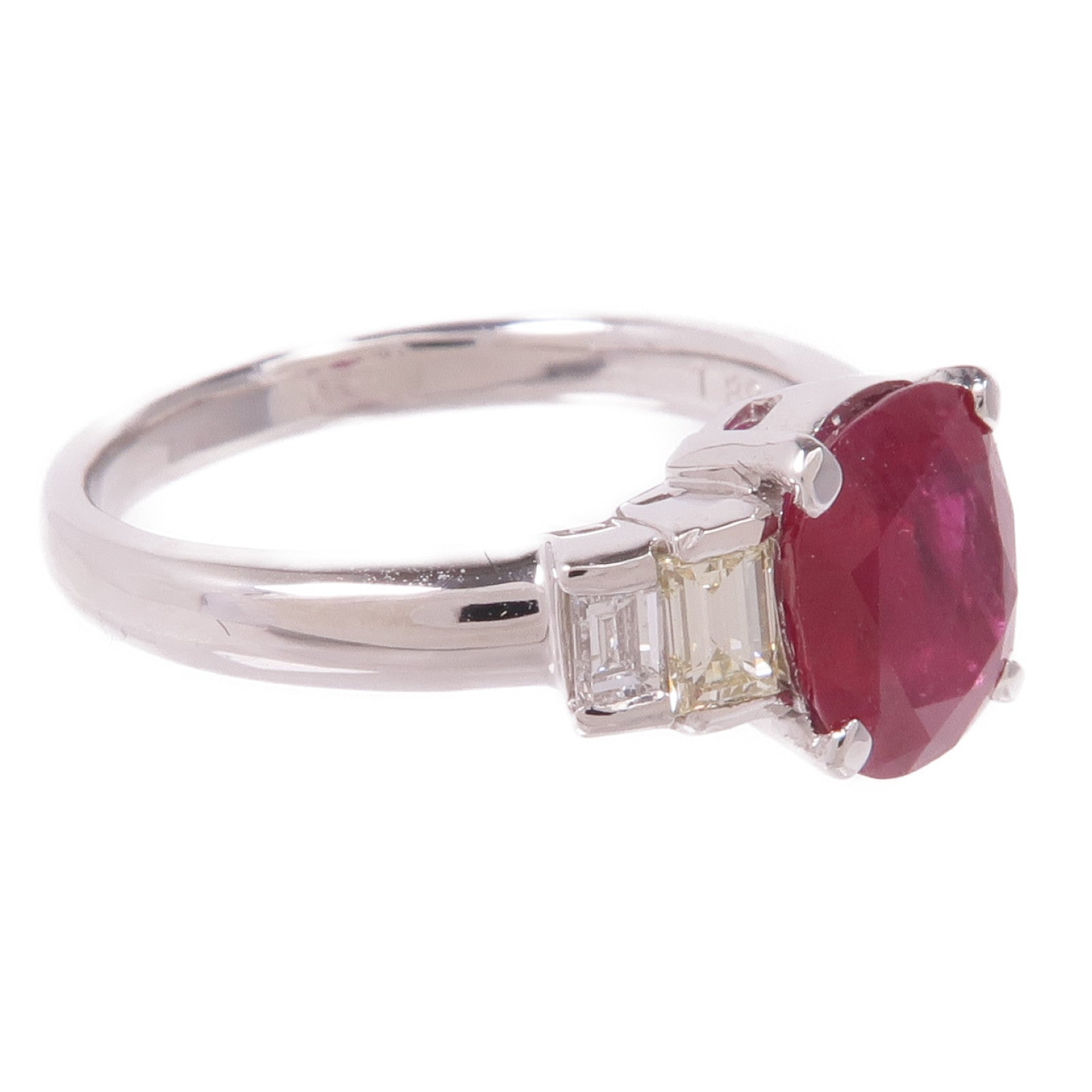 JEWELRY PT900鉑金Ruby Diamond Ring紅寶石/鑽石戒指US#6