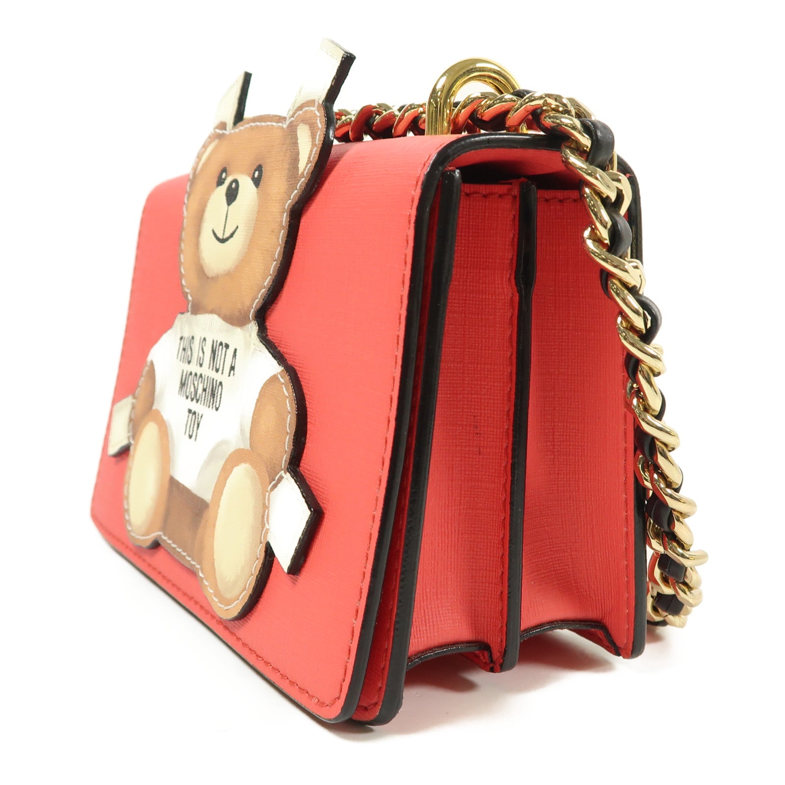 MOSCHINO 皮革Shoulder Bag金扣鏈帶肩背袋