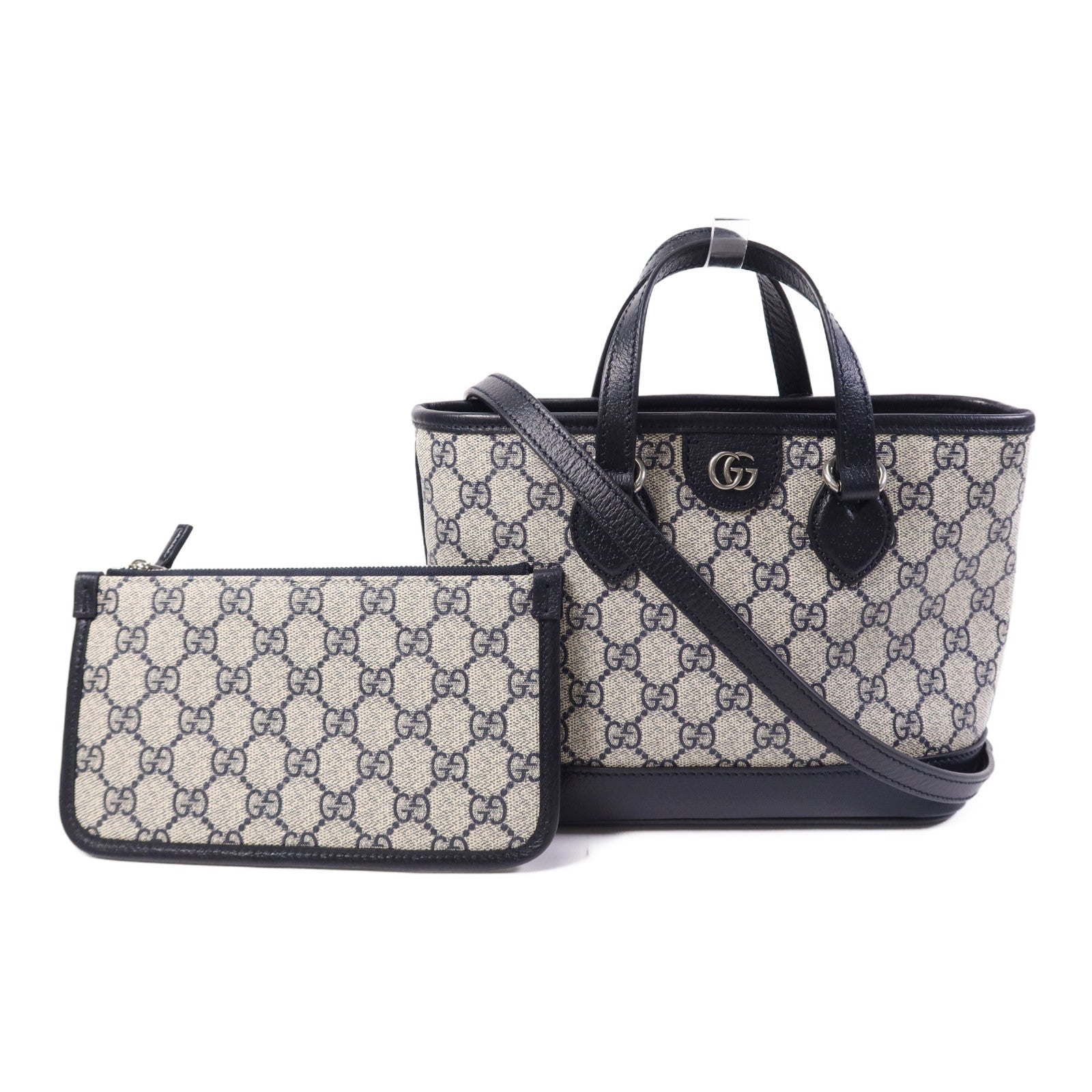 GUCCI 塗層帆布2 Way Shoulder Bag銀扣手挽肩背兩用袋