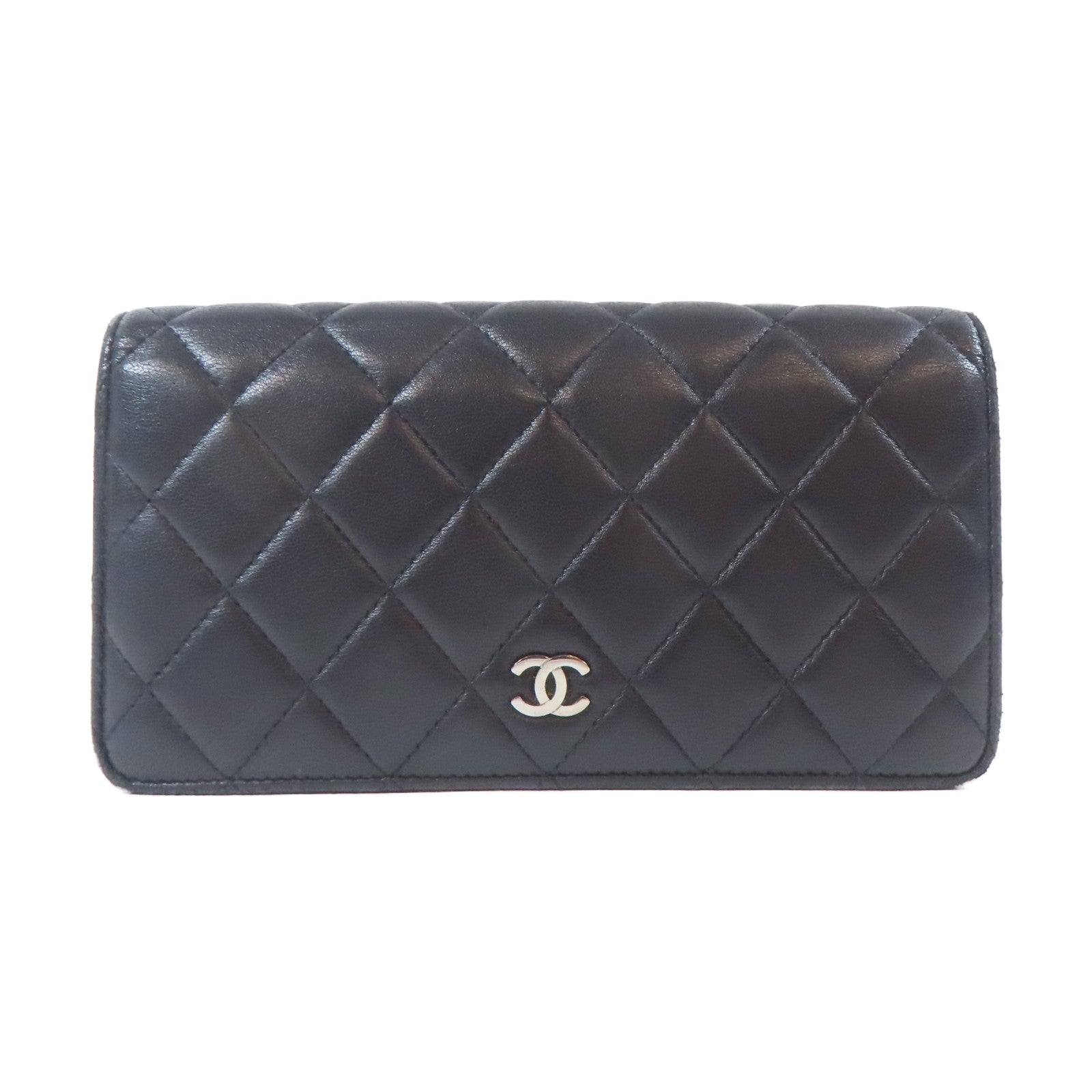 CHANEL 菱格羊皮皮革Long Wallet長錢包黑色