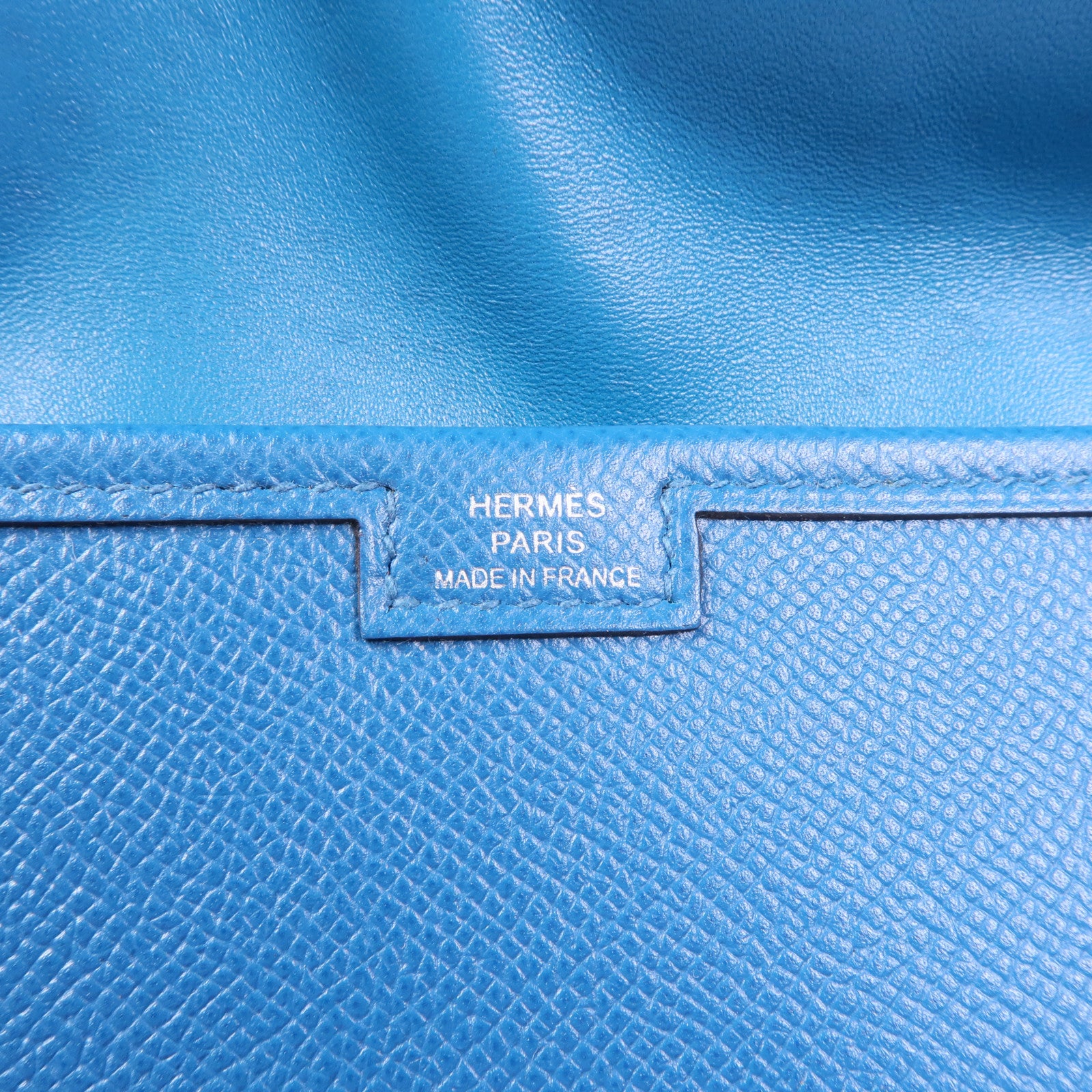 HERMES Epsom皮革Jige Duo手拿包Bleu Izmir