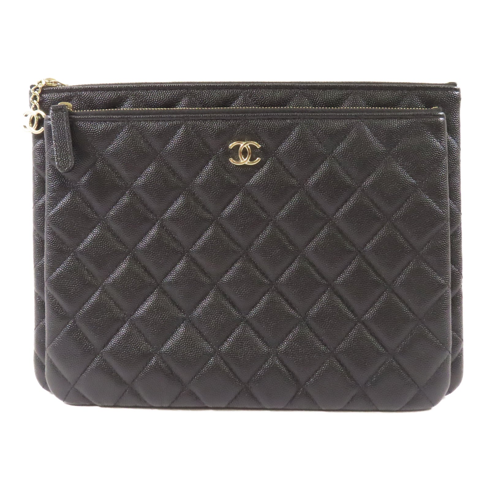 CHANEL 牛皮皮革Pouch/Clutch金扣手拿包