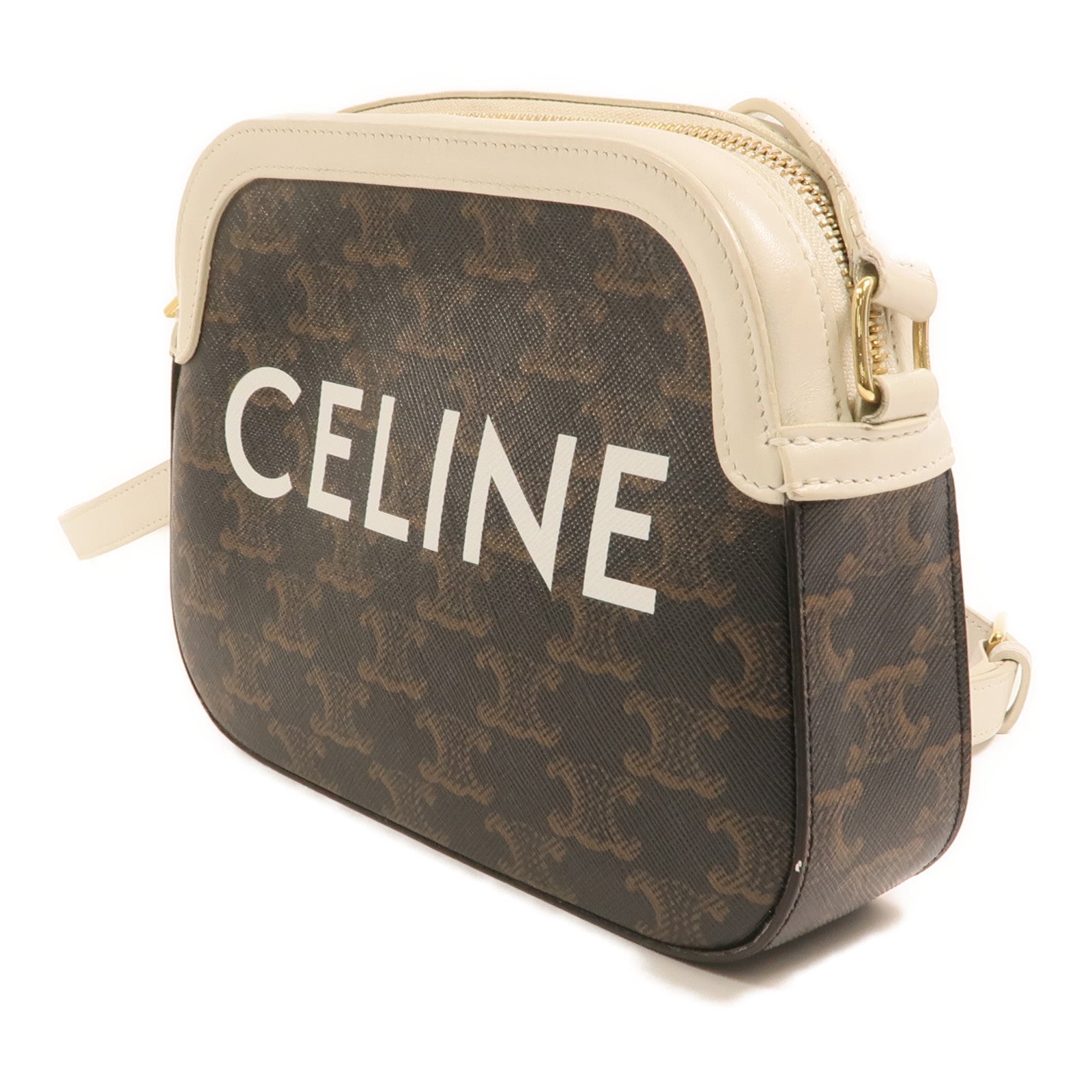 CELINE 塗層帆布Camera Bag金扣肩背袋
