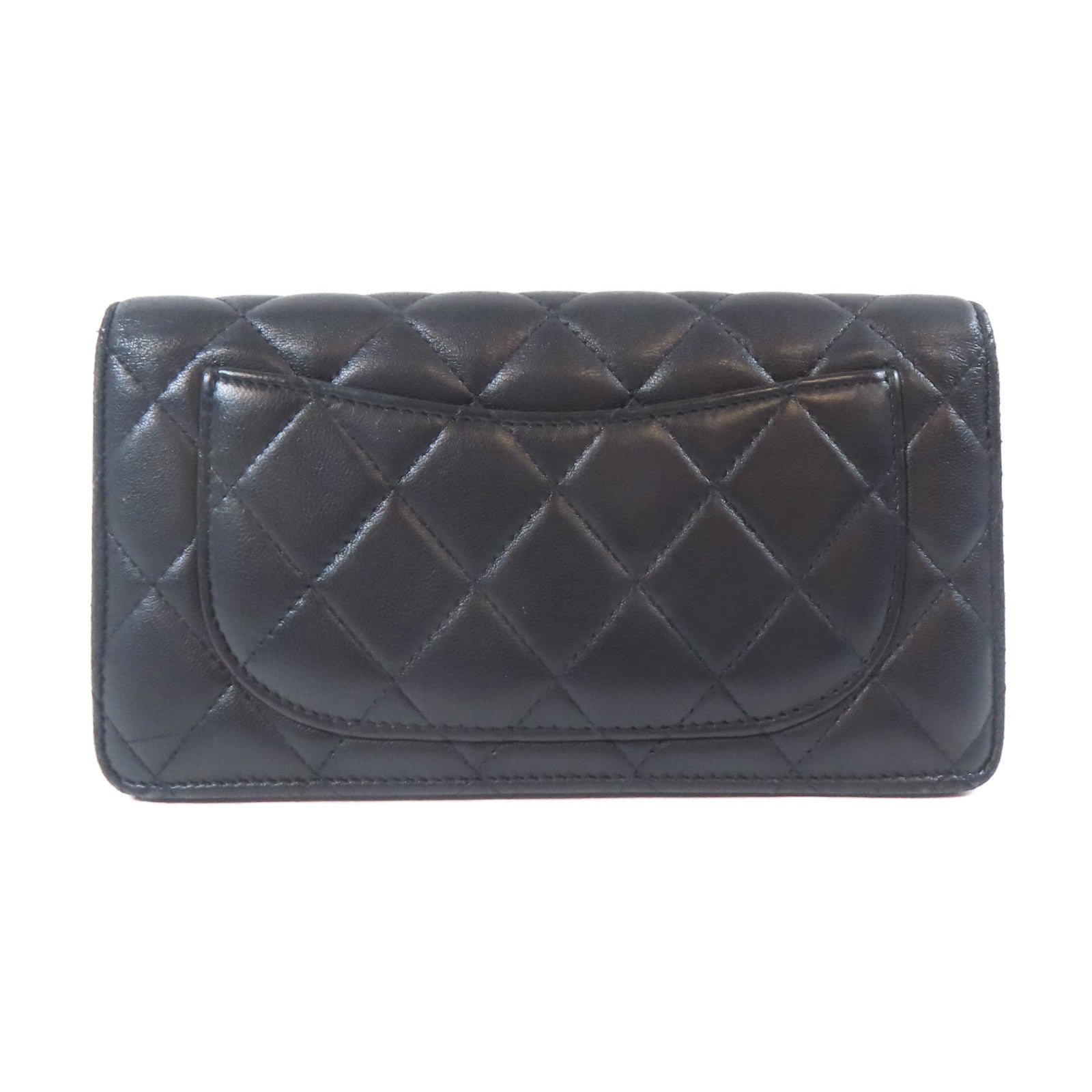 CHANEL 菱格羊皮皮革Long Wallet長錢包黑色