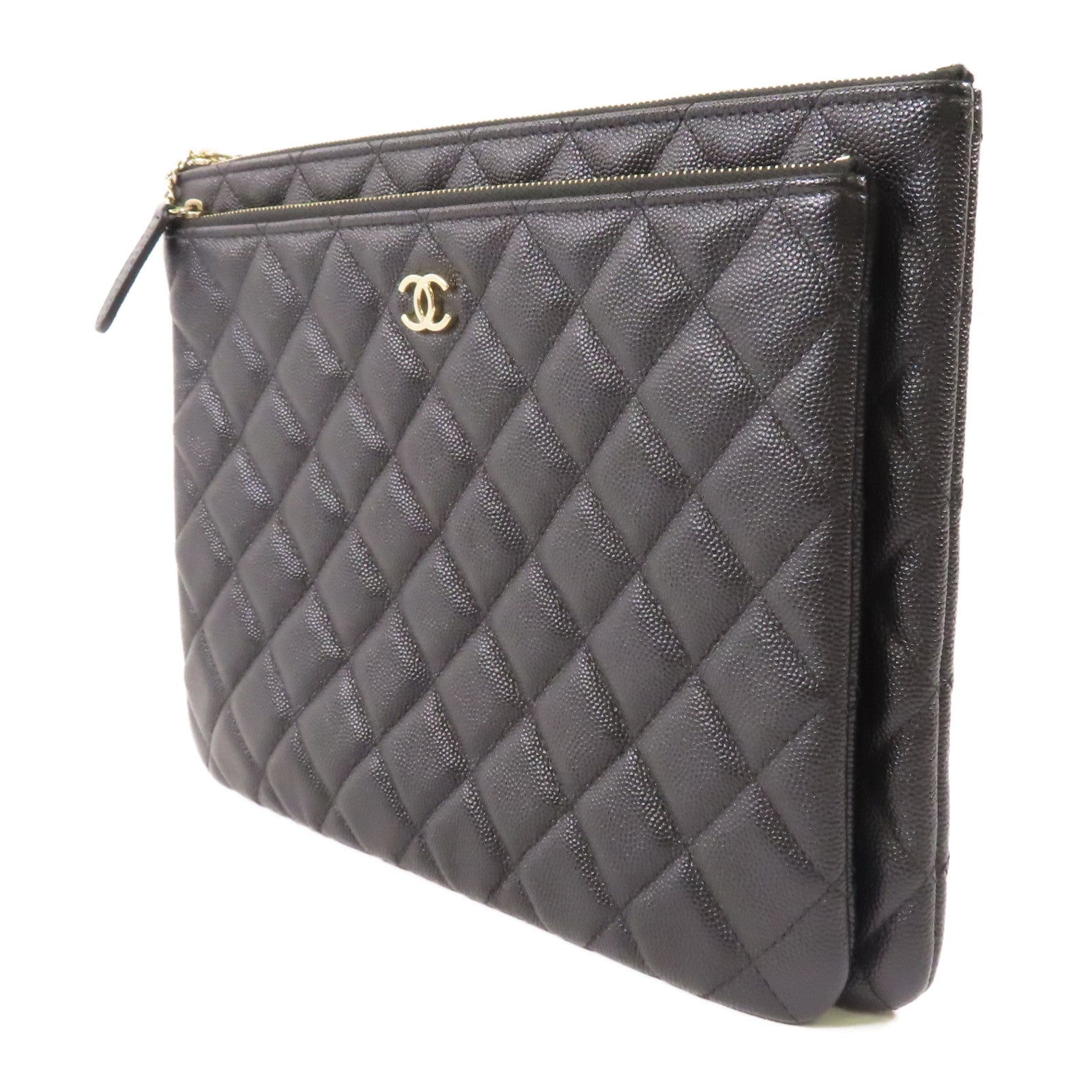 CHANEL 牛皮皮革Pouch/Clutch金扣手拿包