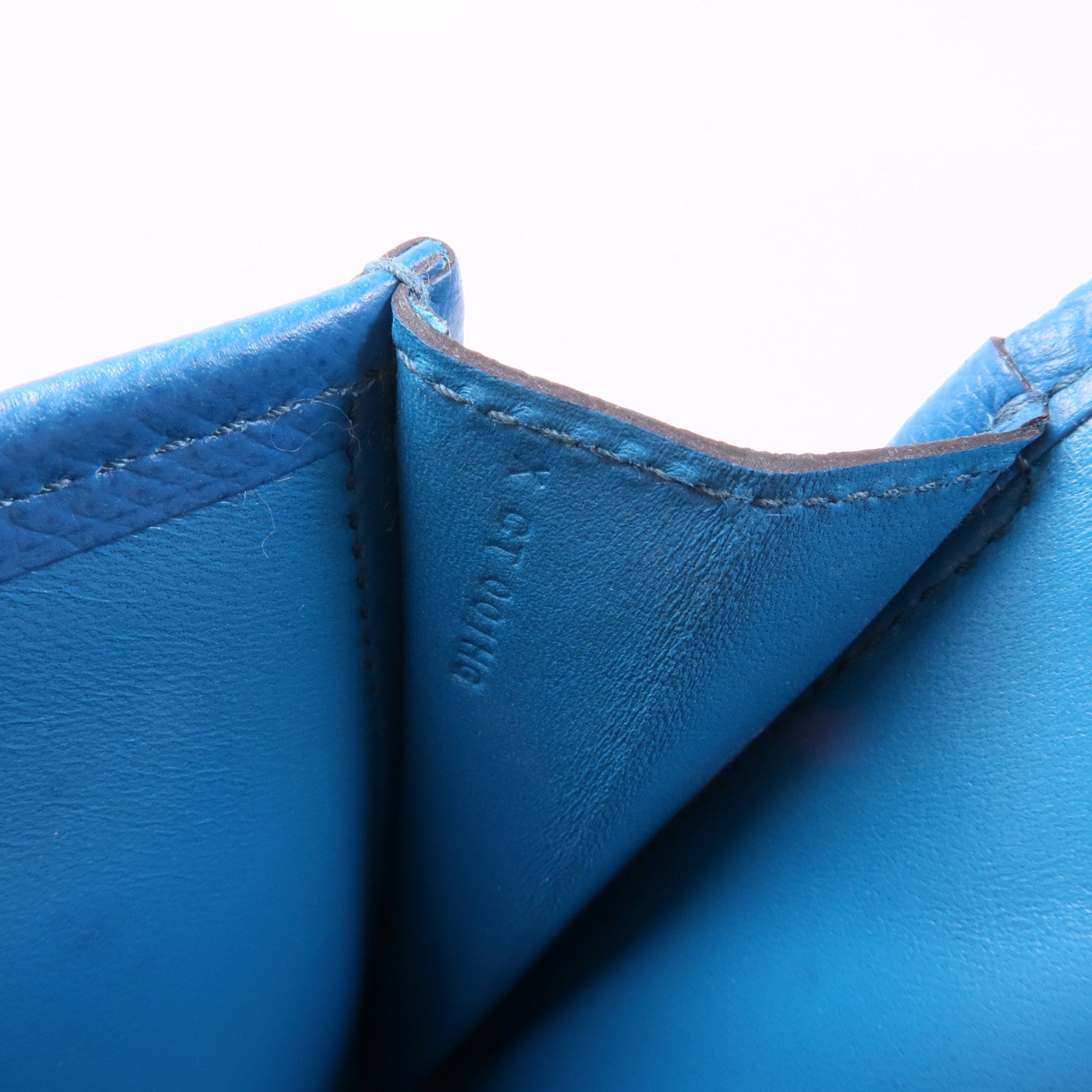 HERMES Epsom皮革Jige Duo手拿包Bleu Izmir