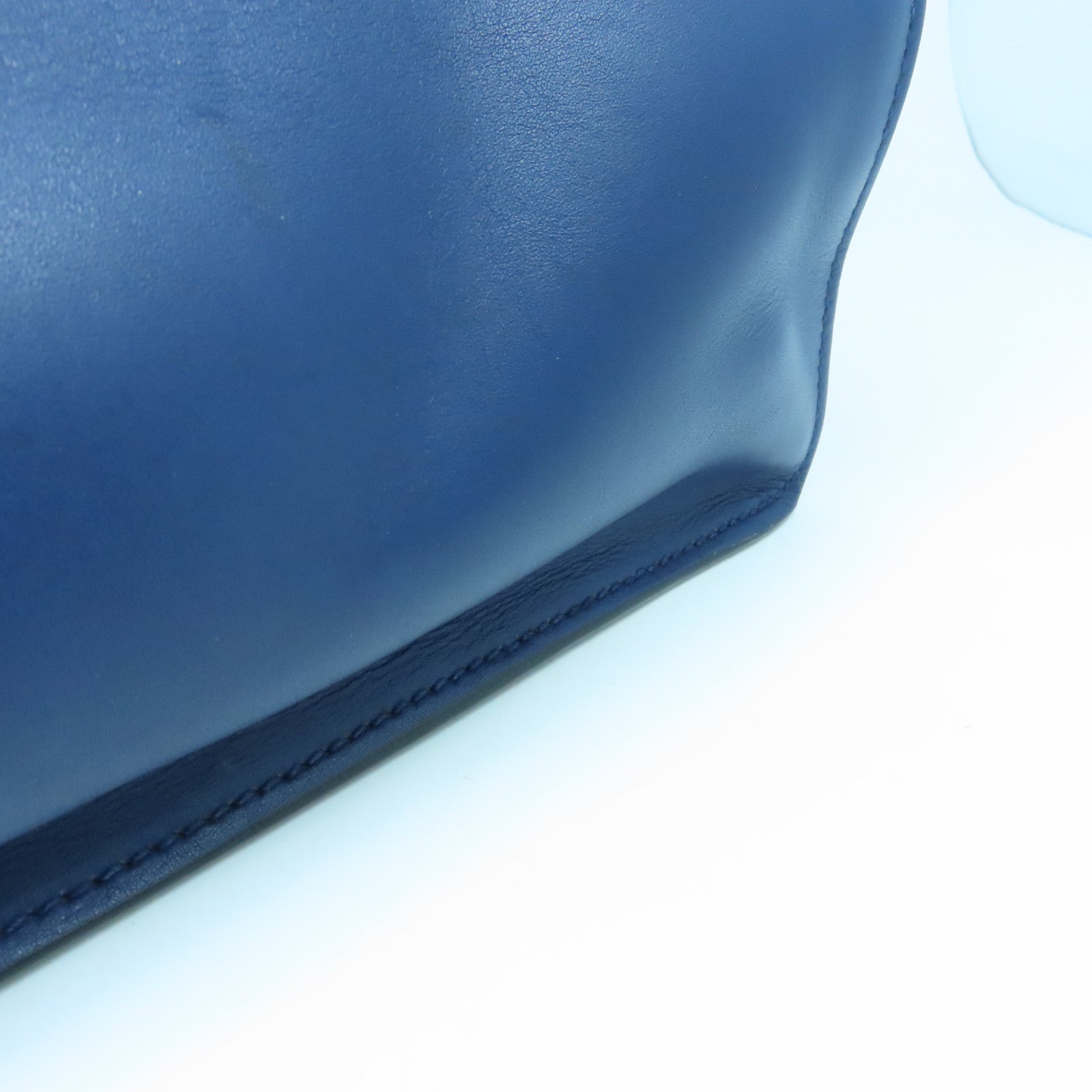 PRADA cowhide leather 2Way Bag silver buckle shoulder bag blue