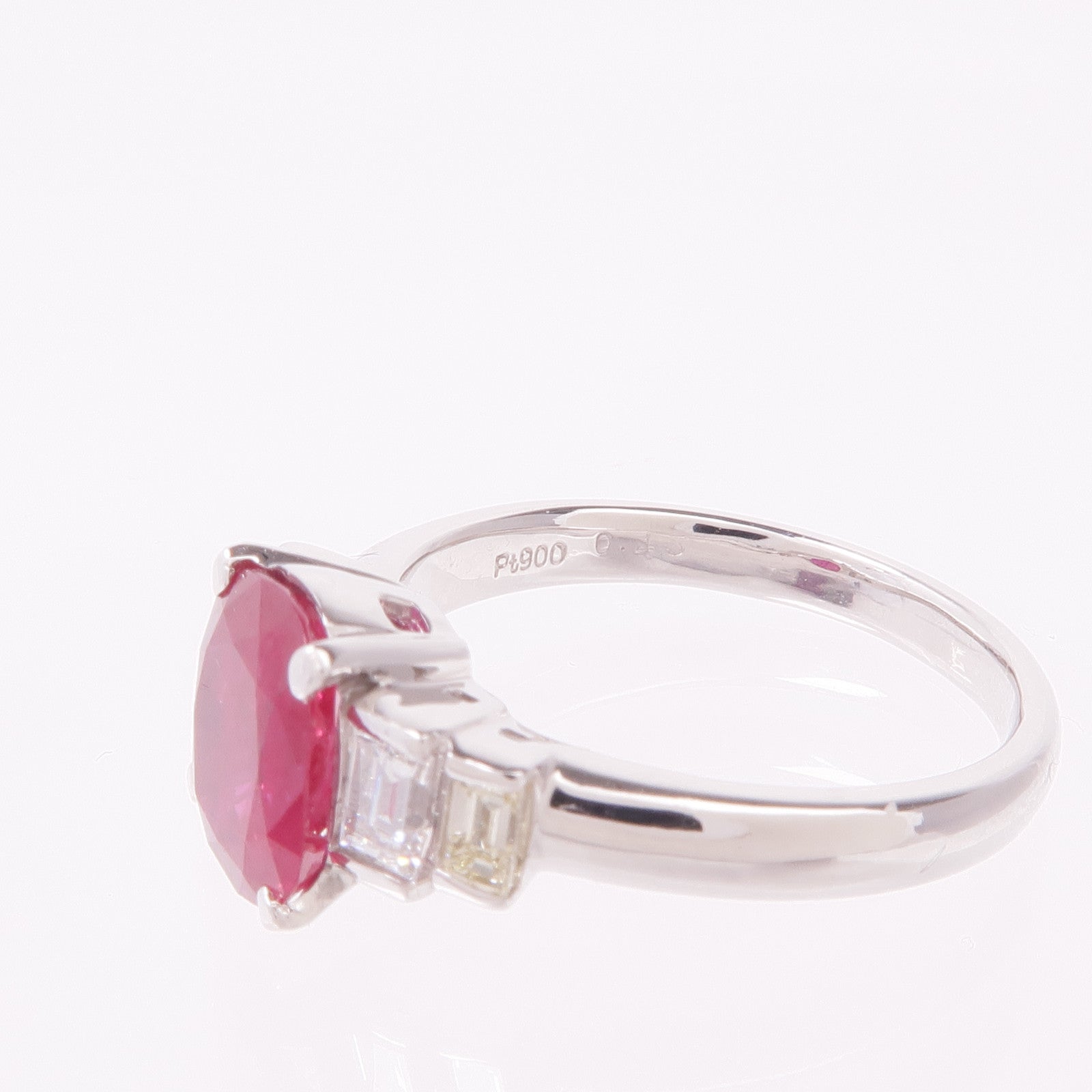 JEWELRY PT900鉑金Ruby Diamond Ring紅寶石/鑽石戒指US#6