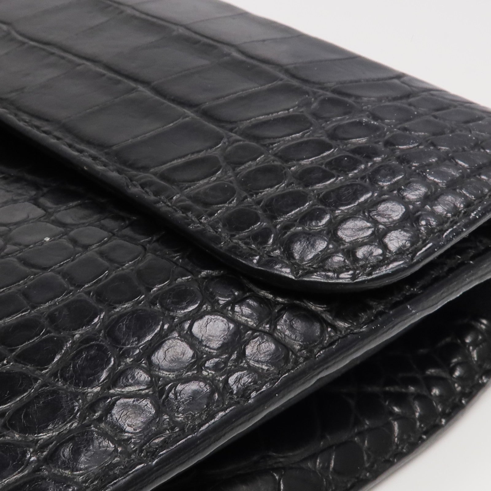 HERMES 【激減優惠】Alligator皮革Constance Long Wallet銀扣長錢包Noir