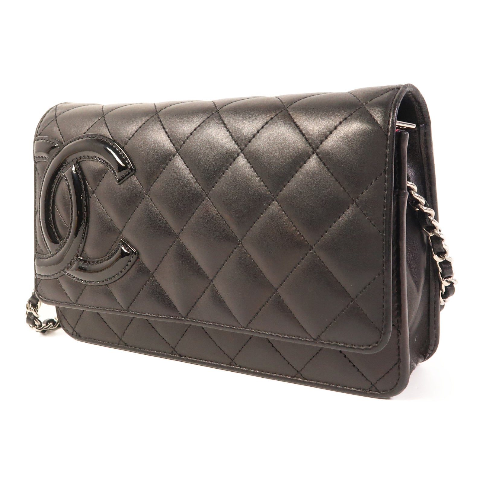 CHANEL 牛皮皮革WOC Wallet On Chain銀扣鏈帶肩背袋