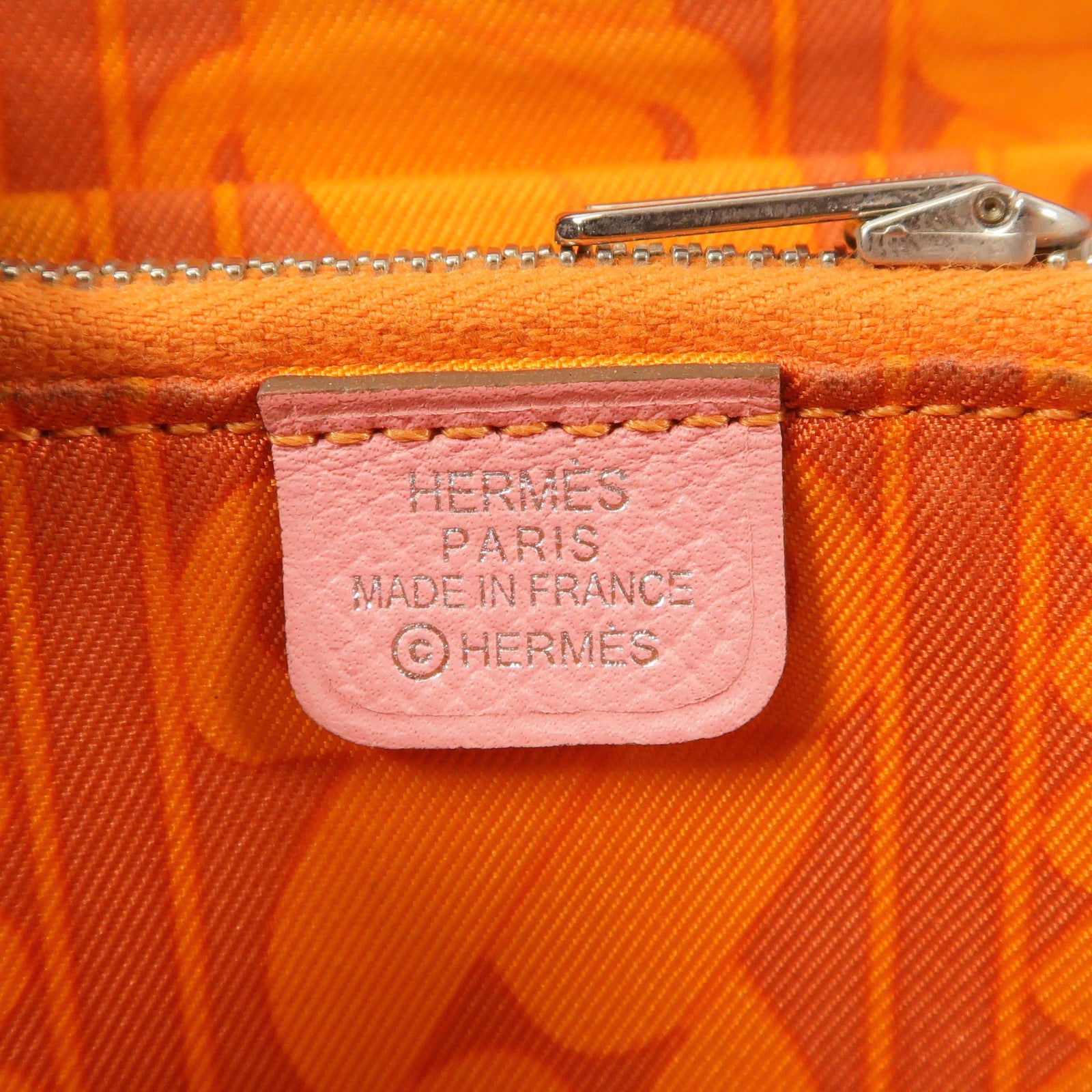 HERMES Epsom皮革/絲質Silk In Compact錢包Rose Azalee