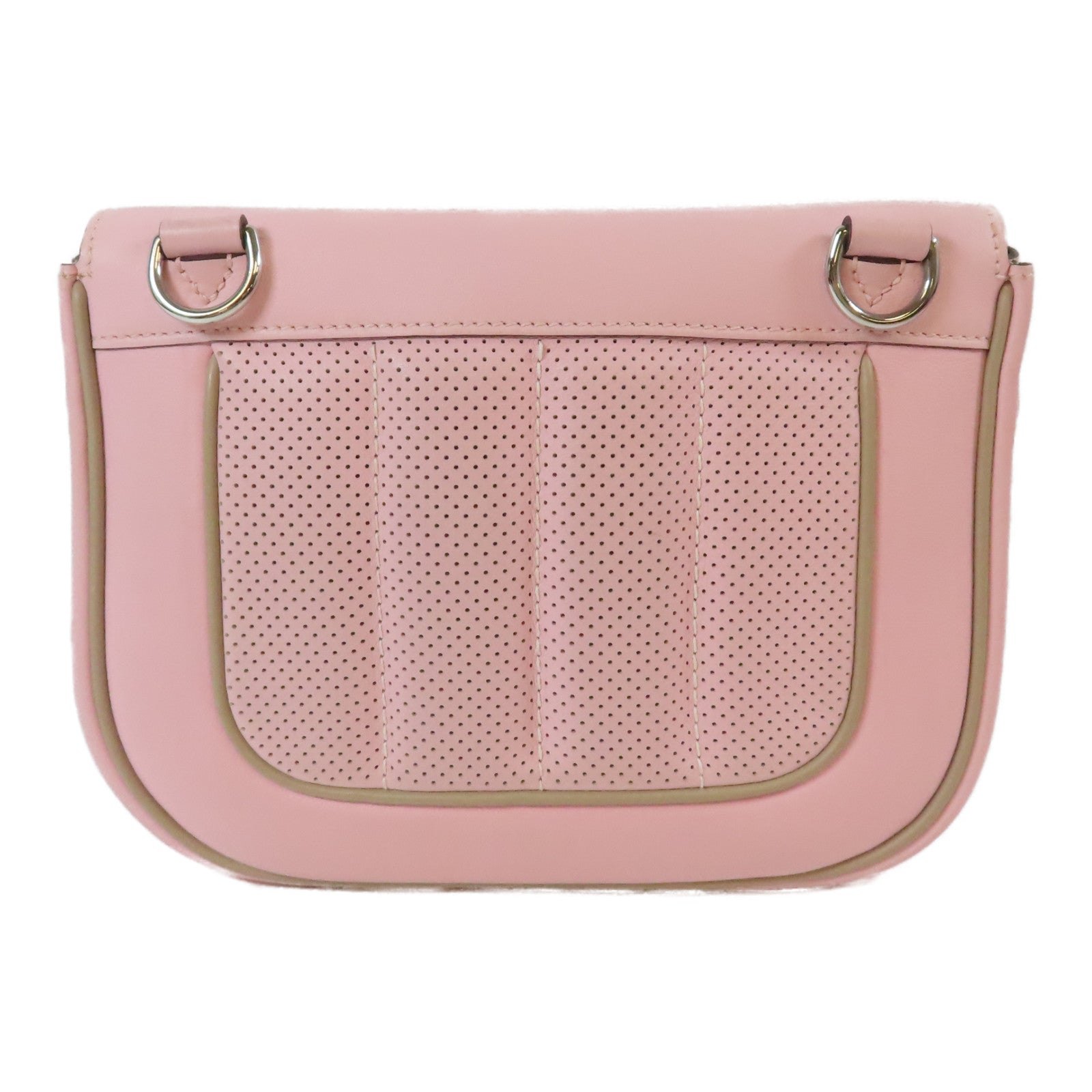 HERMES Swift皮革Mini Berline銀扣肩背袋Rose Sakura/櫻花粉