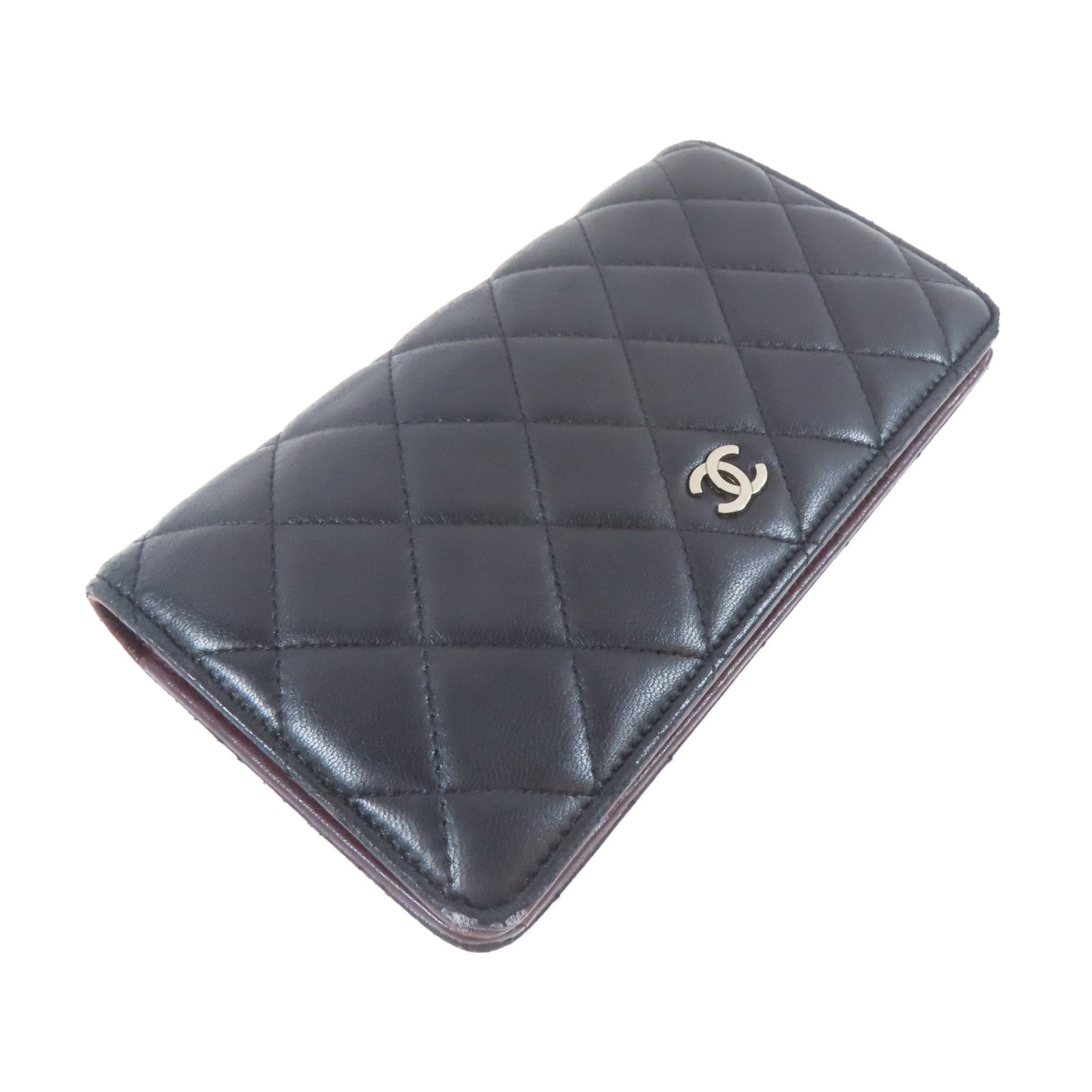 CHANEL 菱格羊皮皮革Long Wallet長錢包黑色
