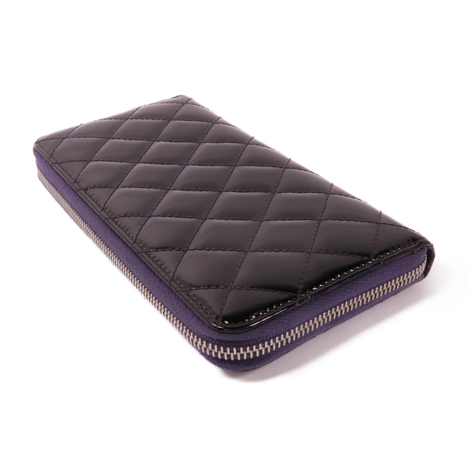 CHANEL 漆皮皮革Long Wallet銀扣長錢包