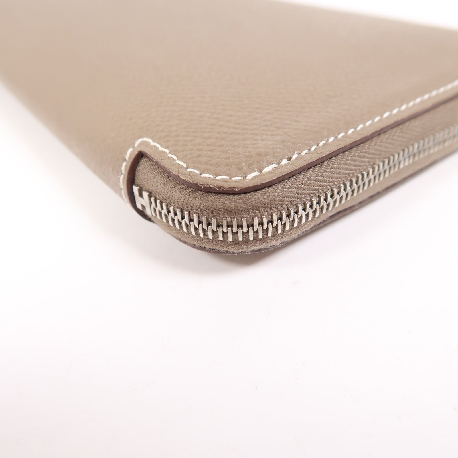 HERMES Epsom皮革Silk In Long Wallet銀扣長錢包18 Etoupe