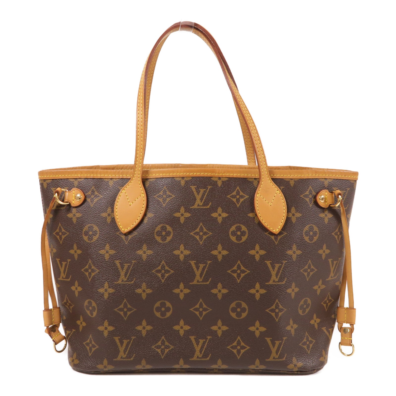 LOUIS VUITTON Monogram Neverfull PM金扣肩背袋棕色