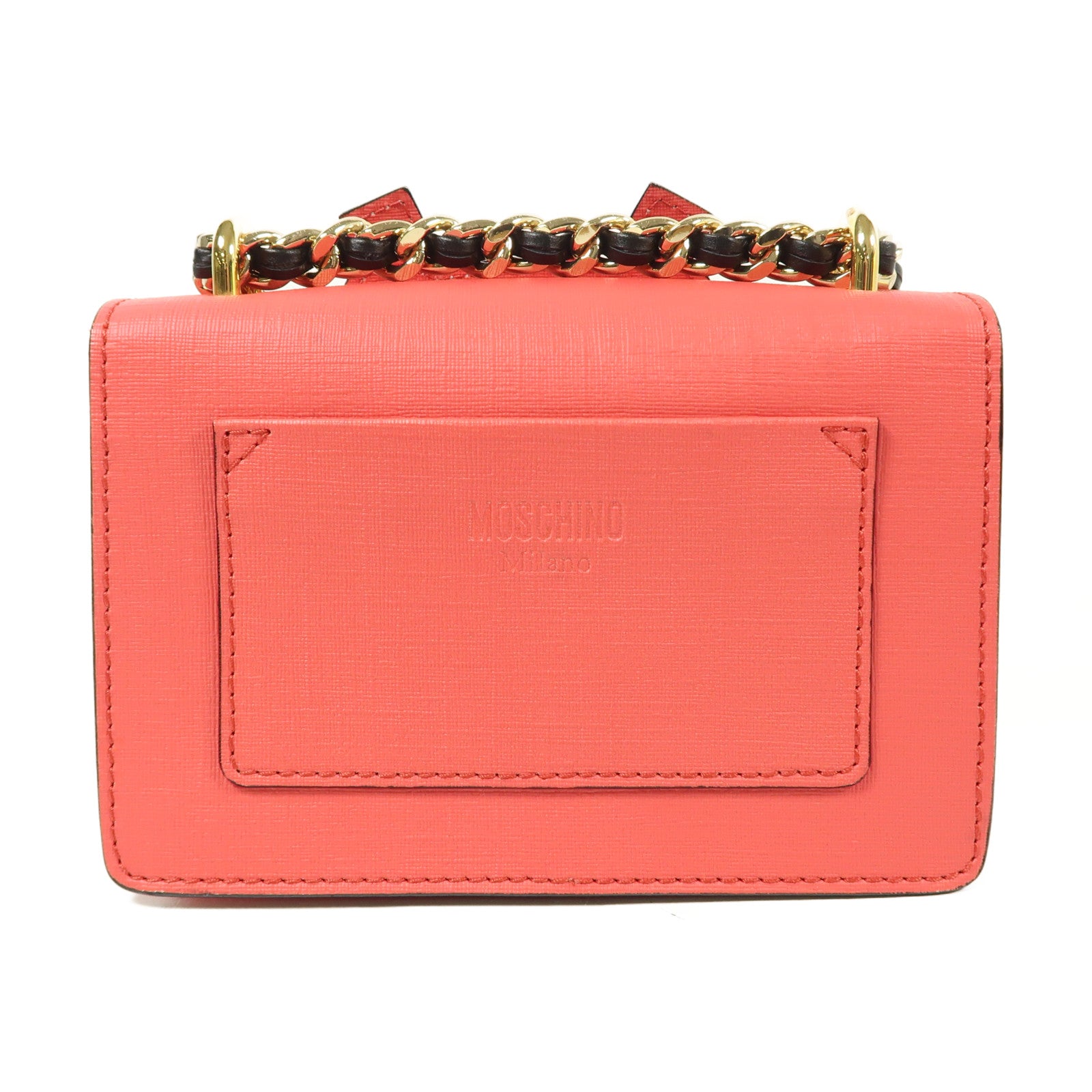 MOSCHINO 皮革Shoulder Bag金扣鏈帶肩背袋