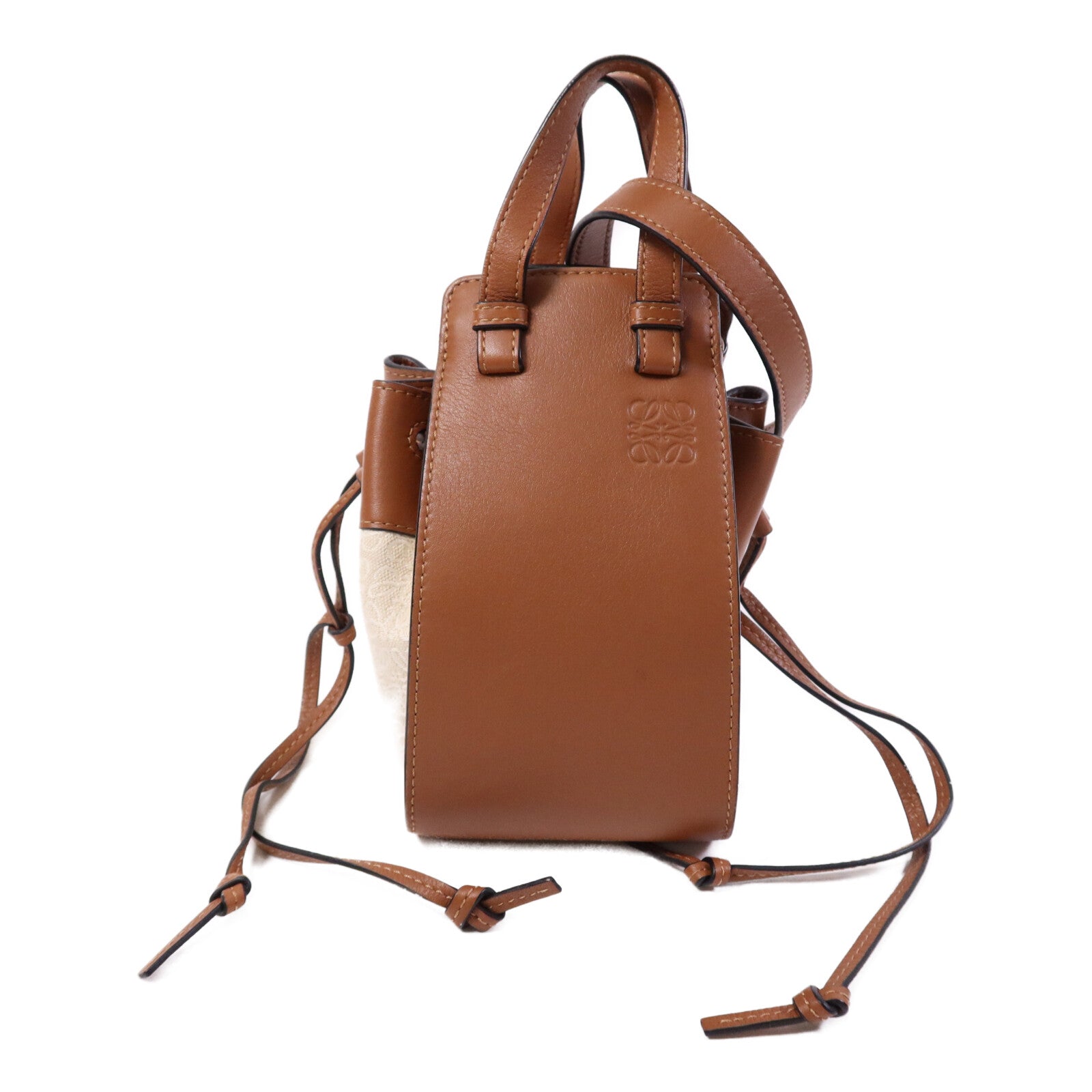 LOEWE 牛皮皮革/帆布Mini Hammock金扣手挽肩背兩用袋