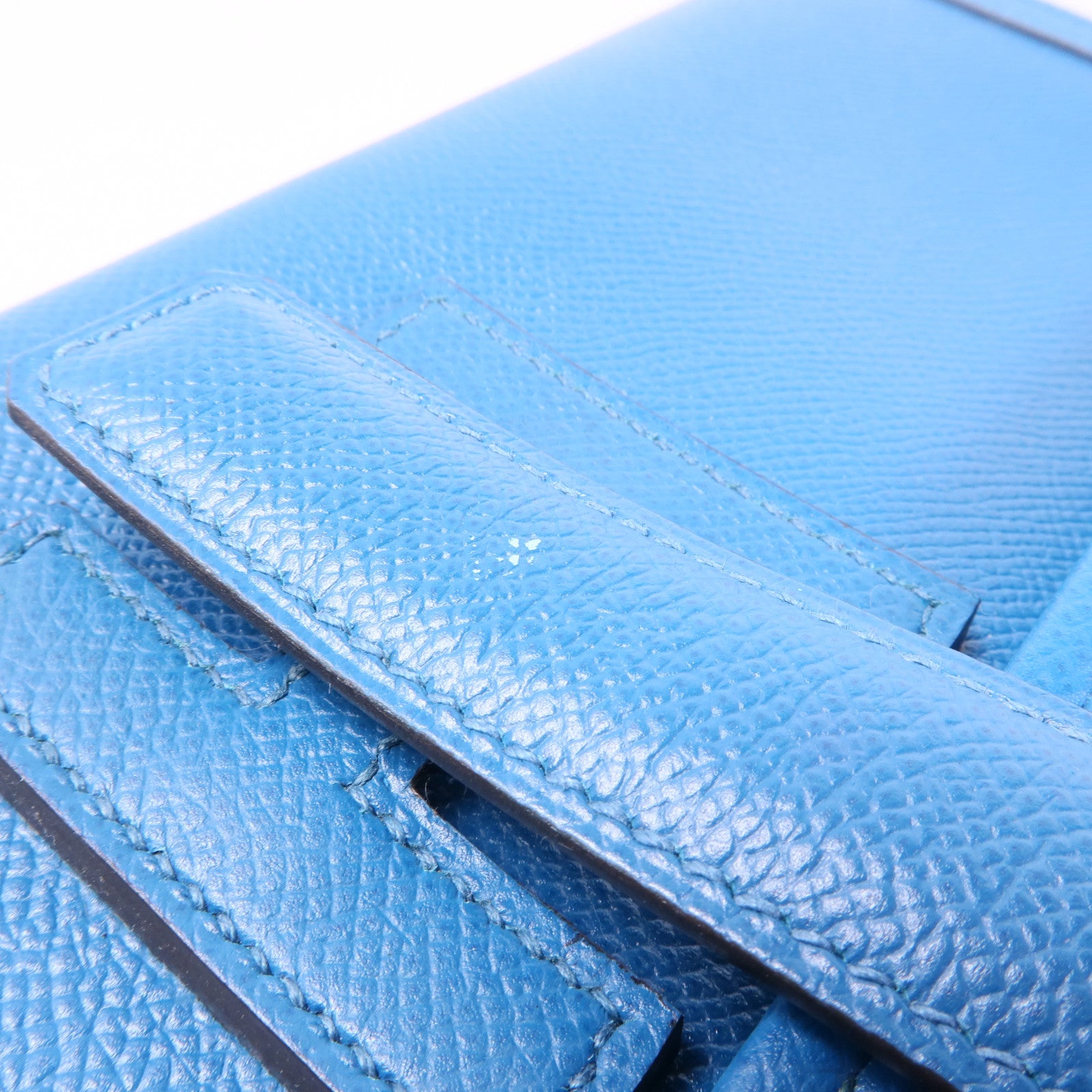 HERMES Epsom皮革Jige Duo手拿包Bleu Izmir