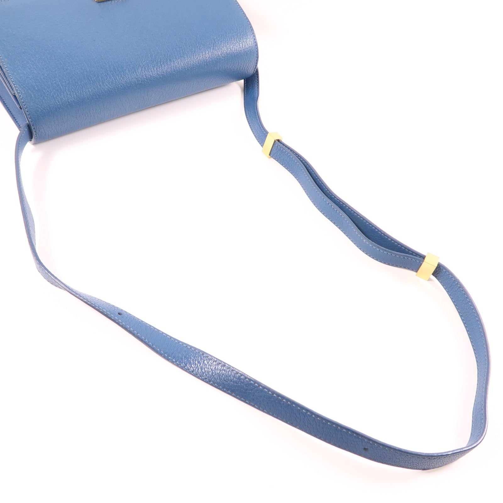 CELINE 牛皮皮革Classic Box金扣肩背袋藍色