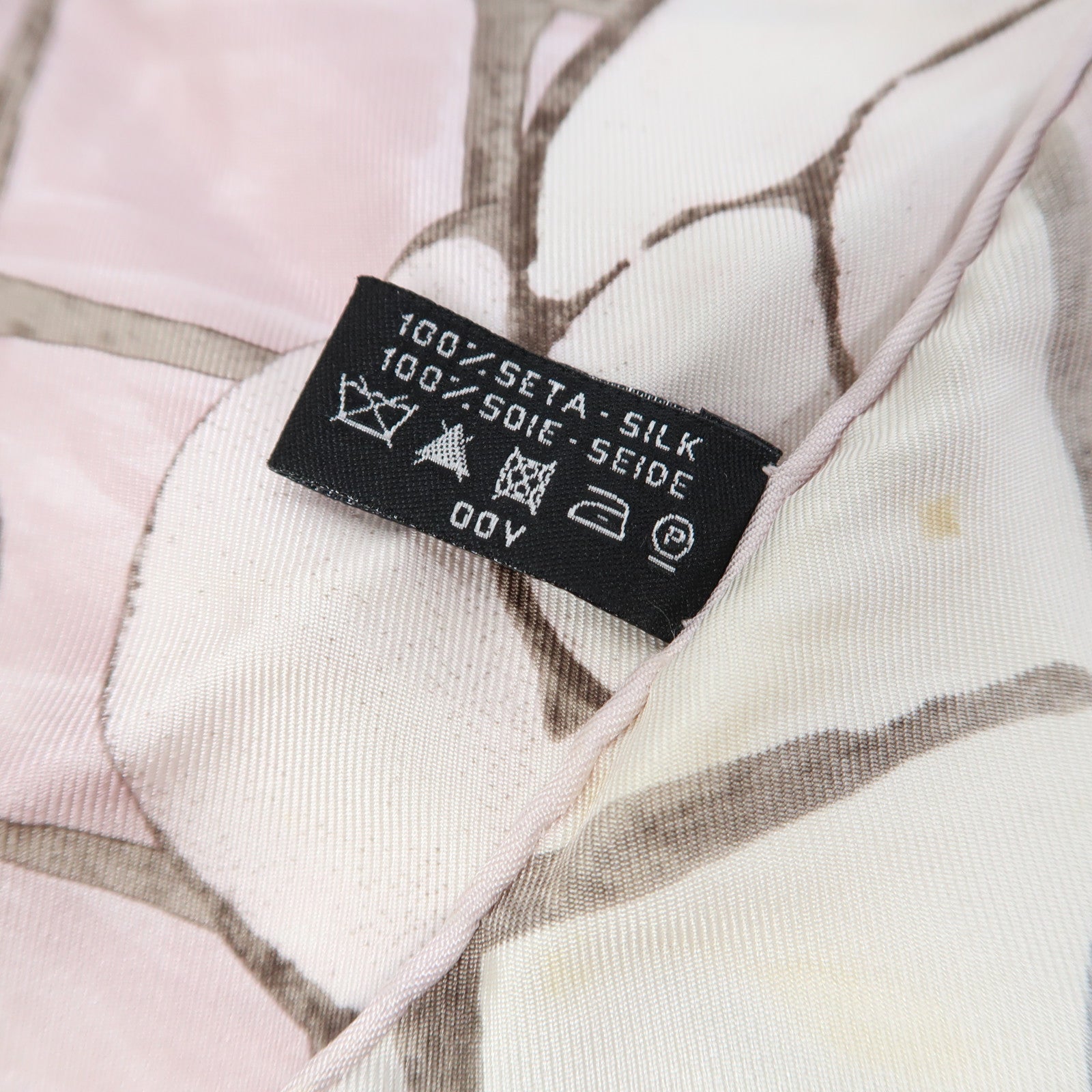 CHANEL 絲質Square Scarf絲巾粉紅色/白色
