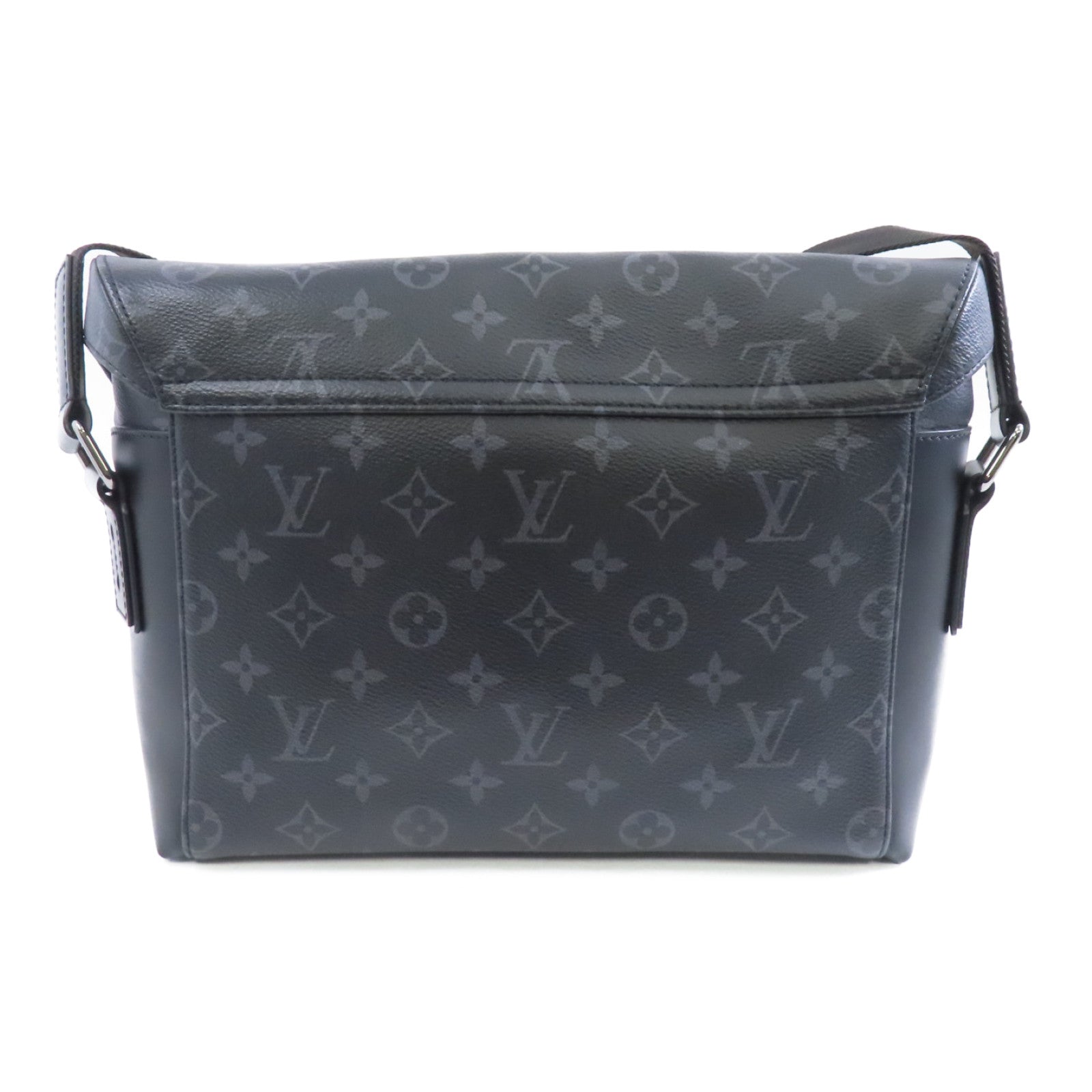 LOUIS VUITTON Monogram Eclipse Messenger PM Voyager銀扣肩背袋黑色
