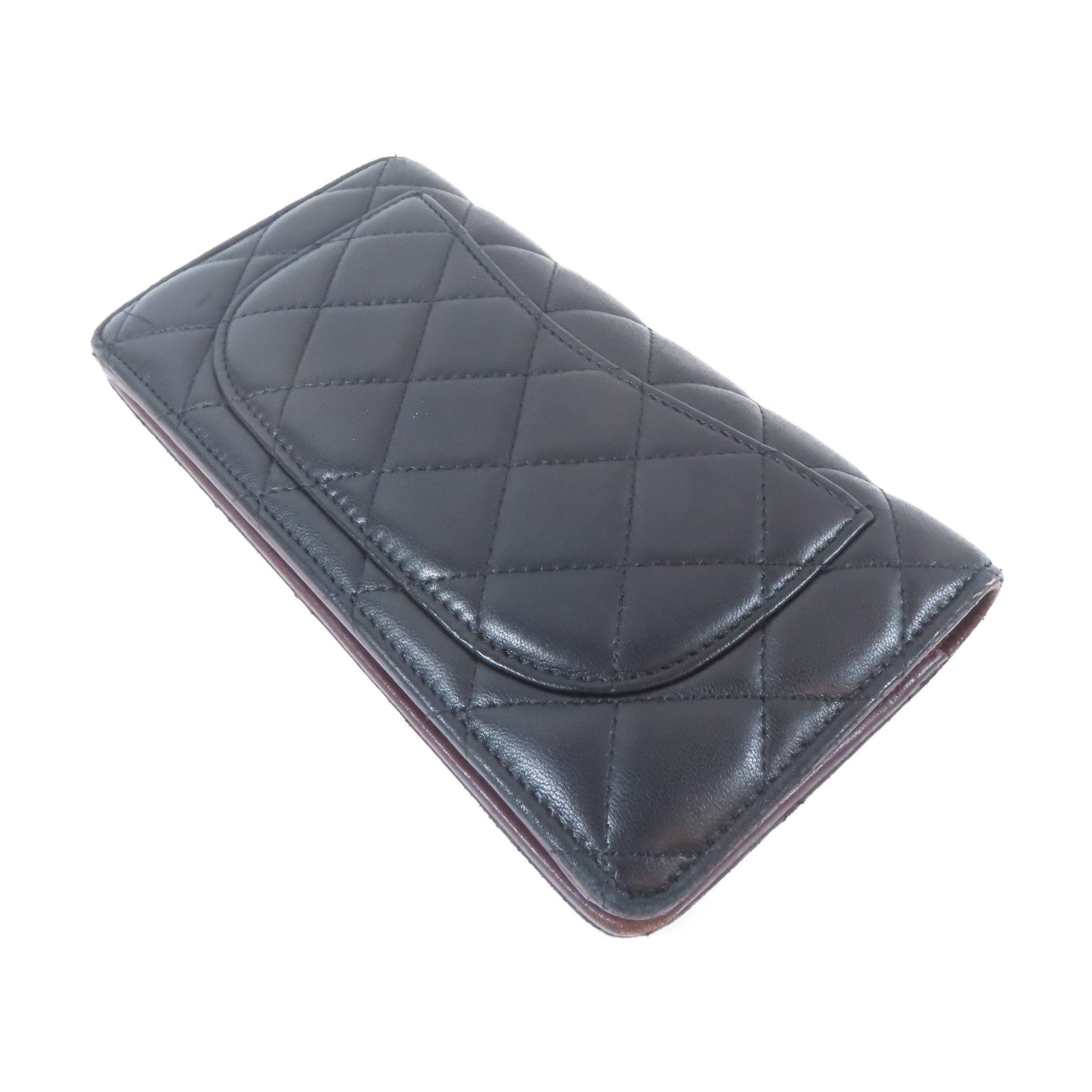 CHANEL 菱格羊皮皮革Long Wallet長錢包黑色