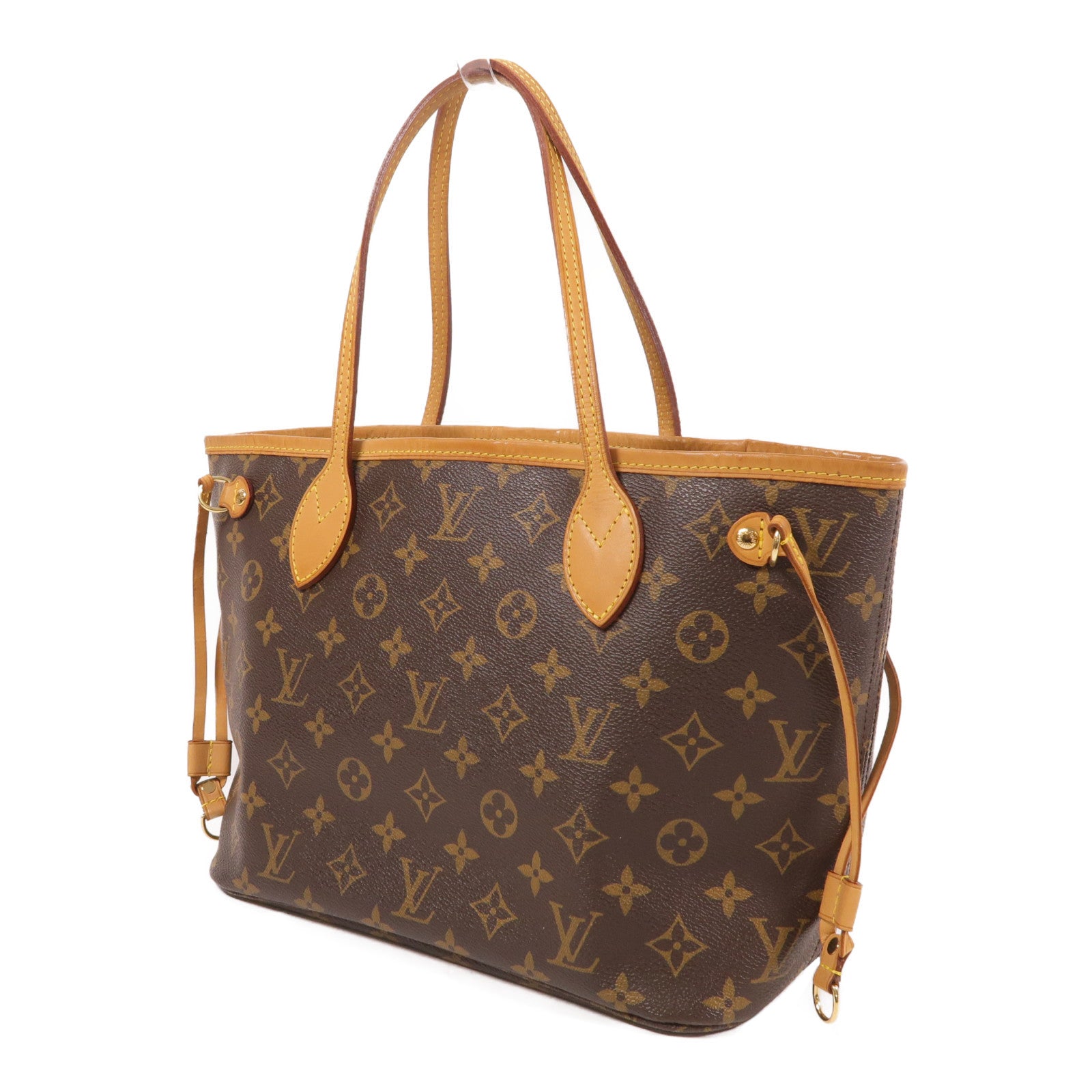 LOUIS VUITTON Monogram Neverfull PM金扣肩背袋棕色