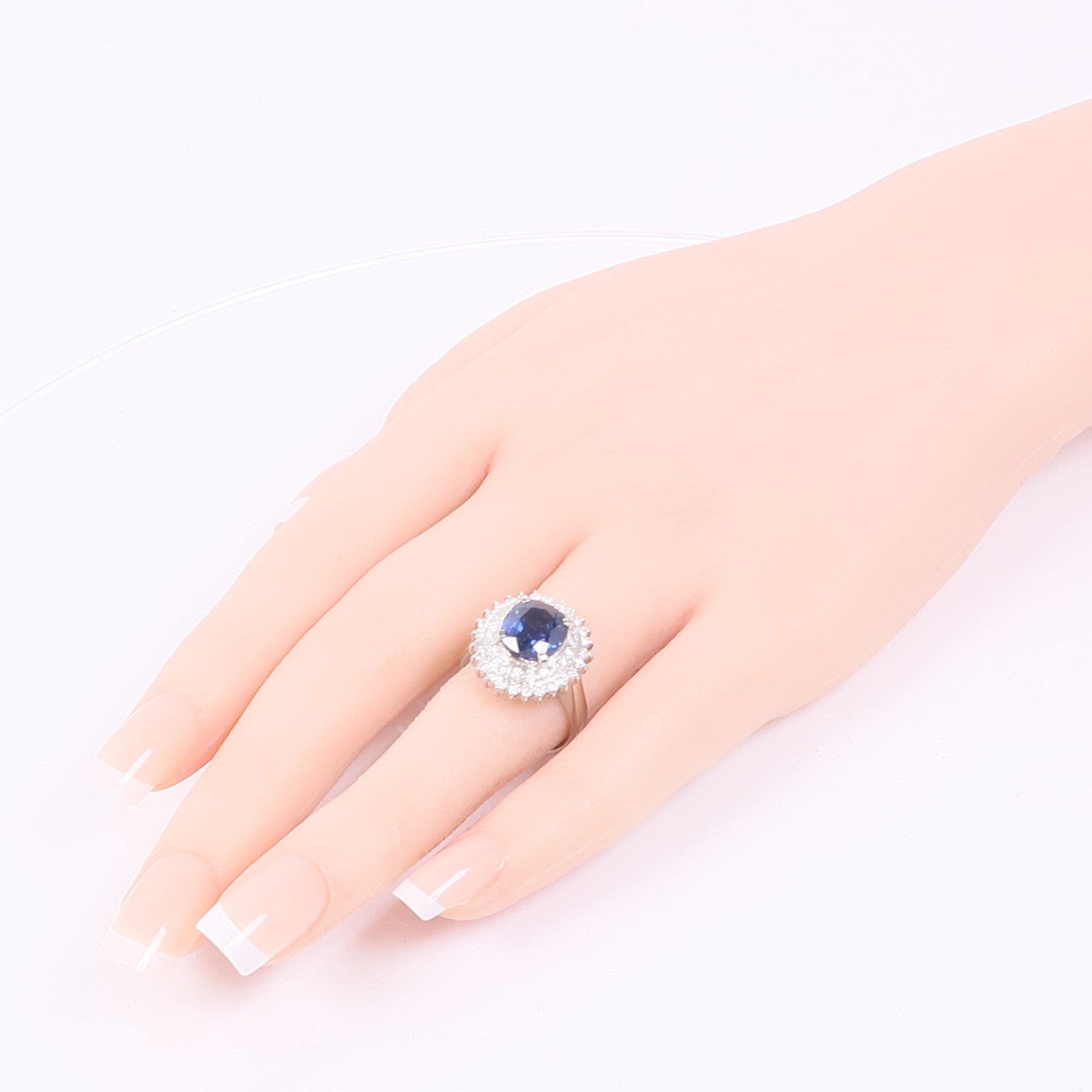 JEWELRY PT900鉑金Sapphire/Diamond Ring藍寶石/鑽石戒指US#7