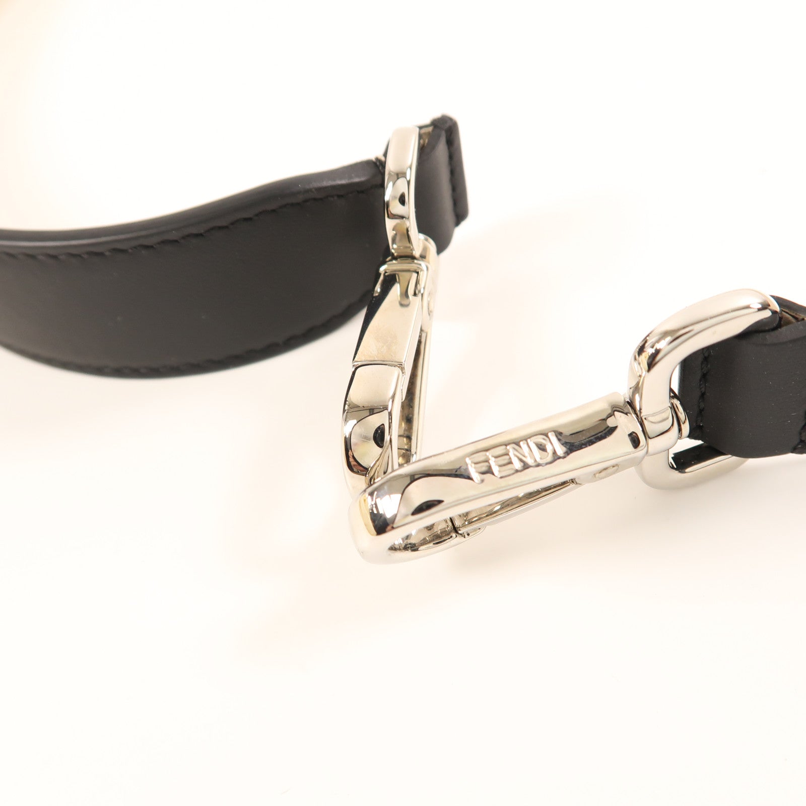 FENDI SHW Shoulder Strap Calfskin Leather Black