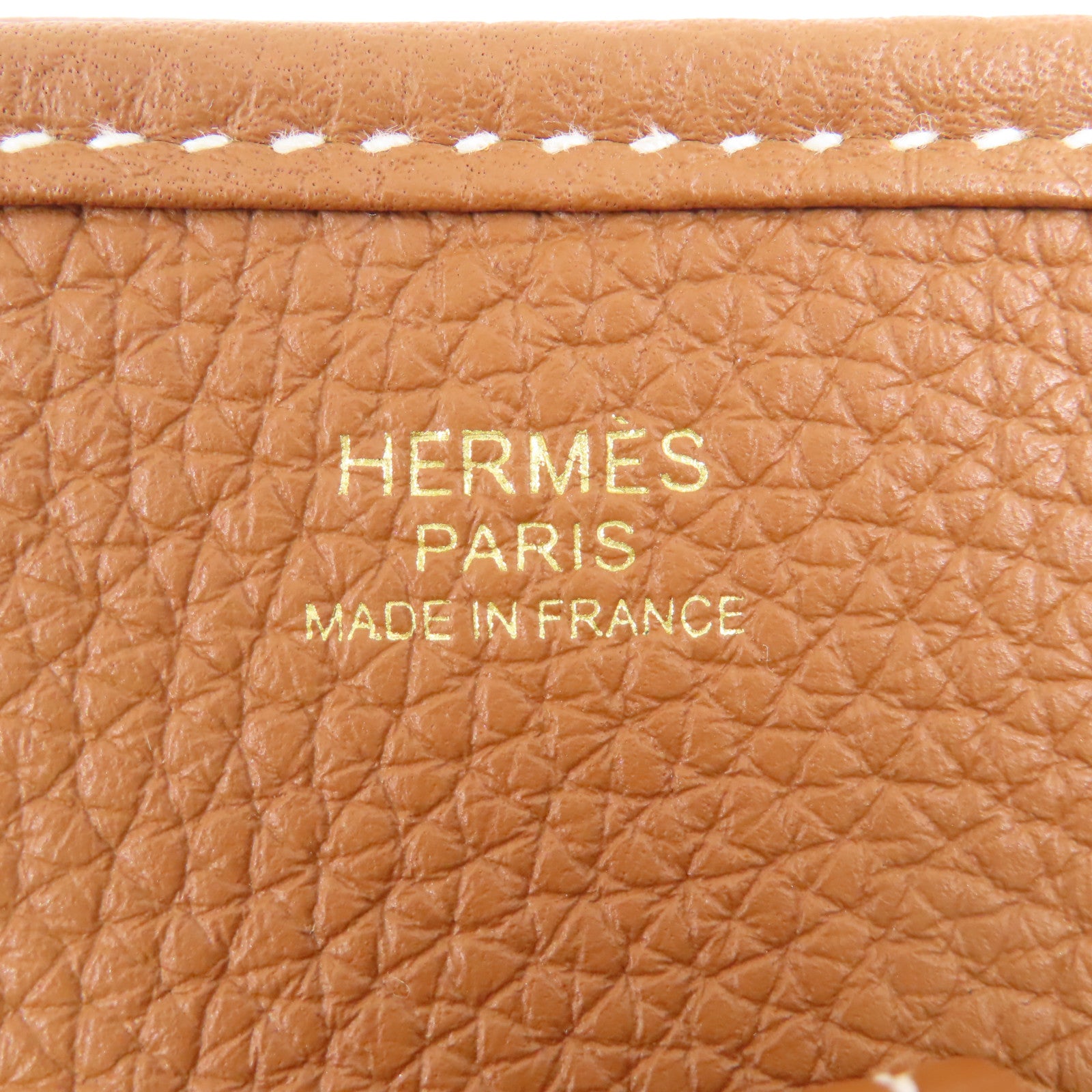 HERMES Clemence皮革Evelyne PM金扣肩背袋棕色