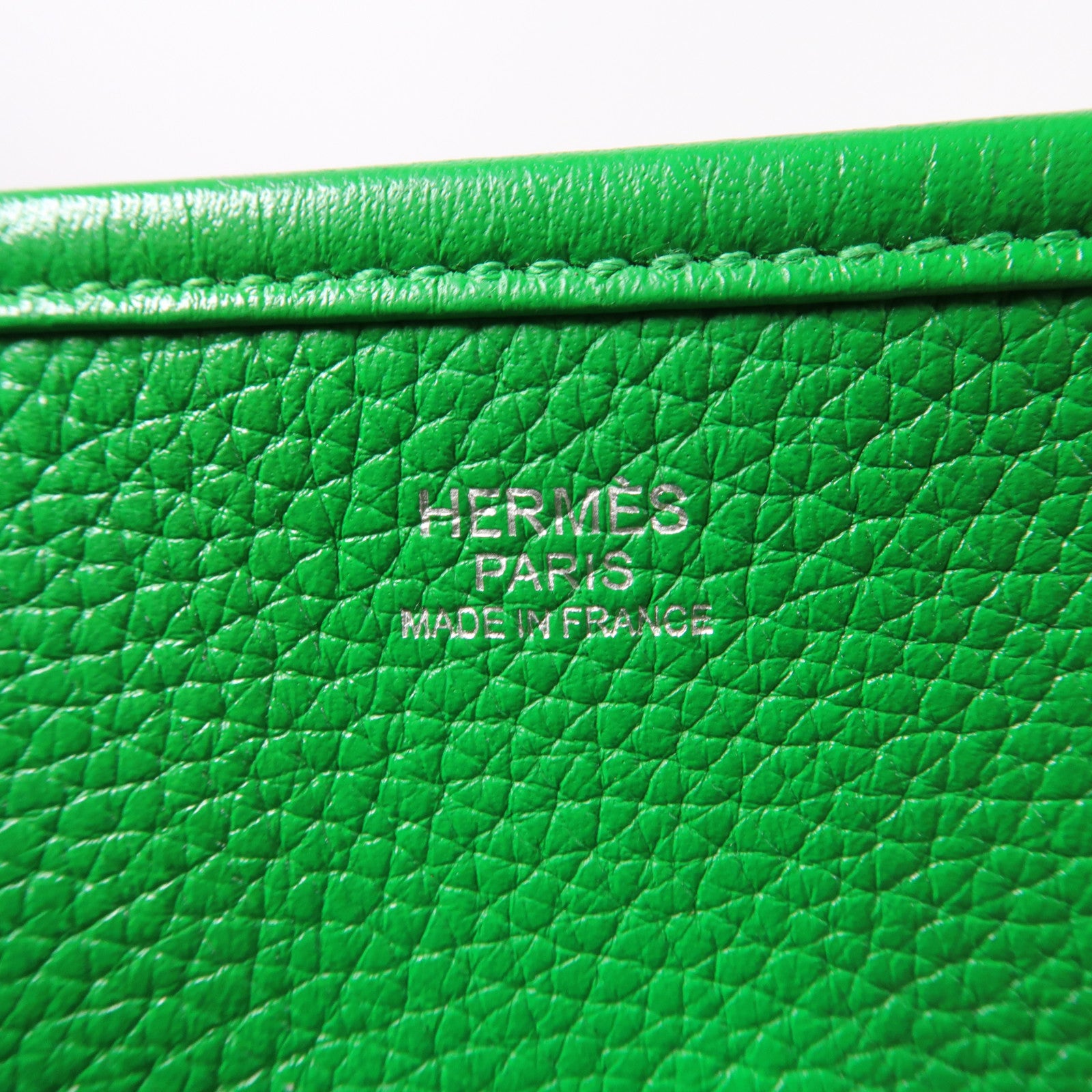 HERMES 【清倉大減價】Clemence皮革Evelyne GM銀扣肩背袋綠色