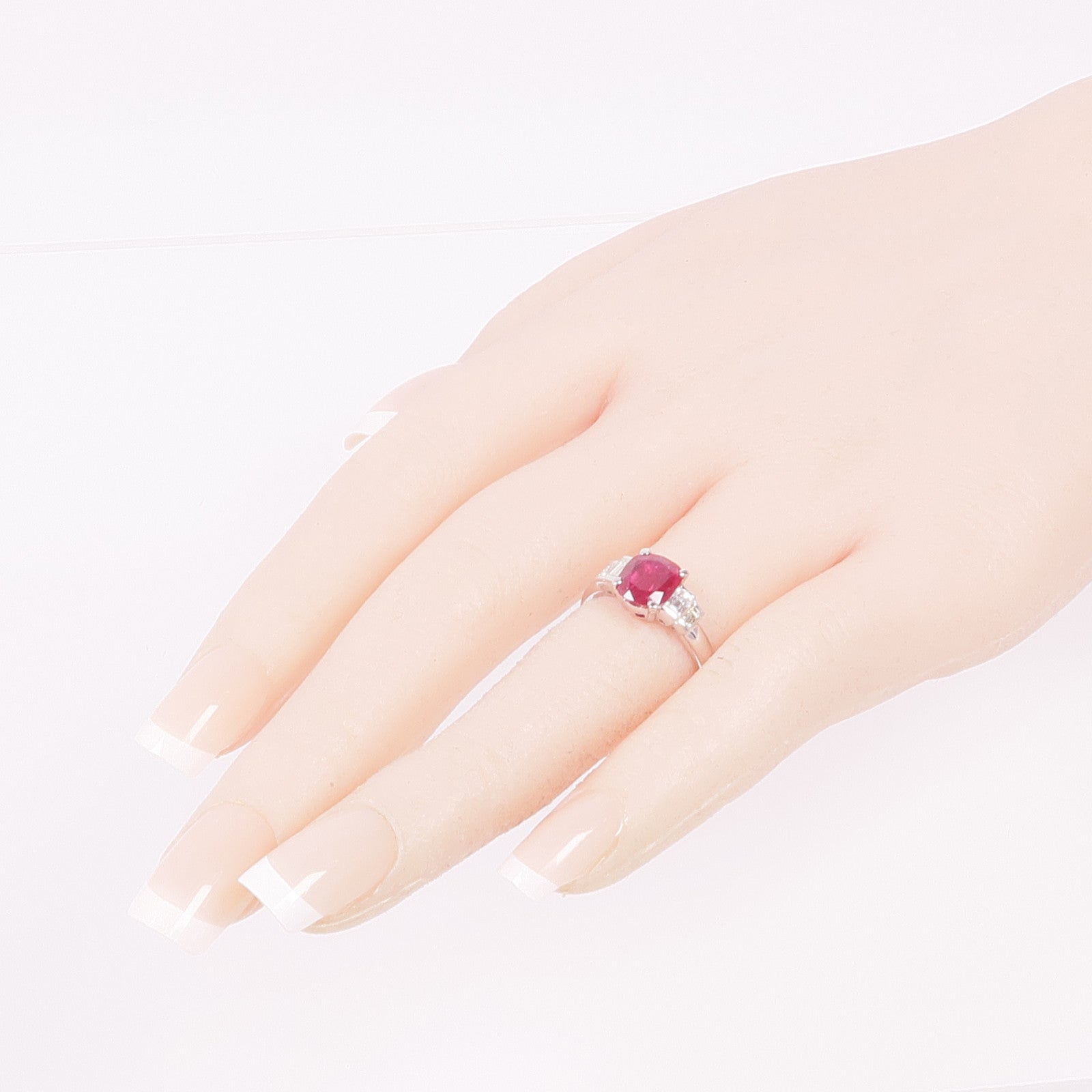 JEWELRY PT900鉑金Ruby Diamond Ring紅寶石/鑽石戒指US#6