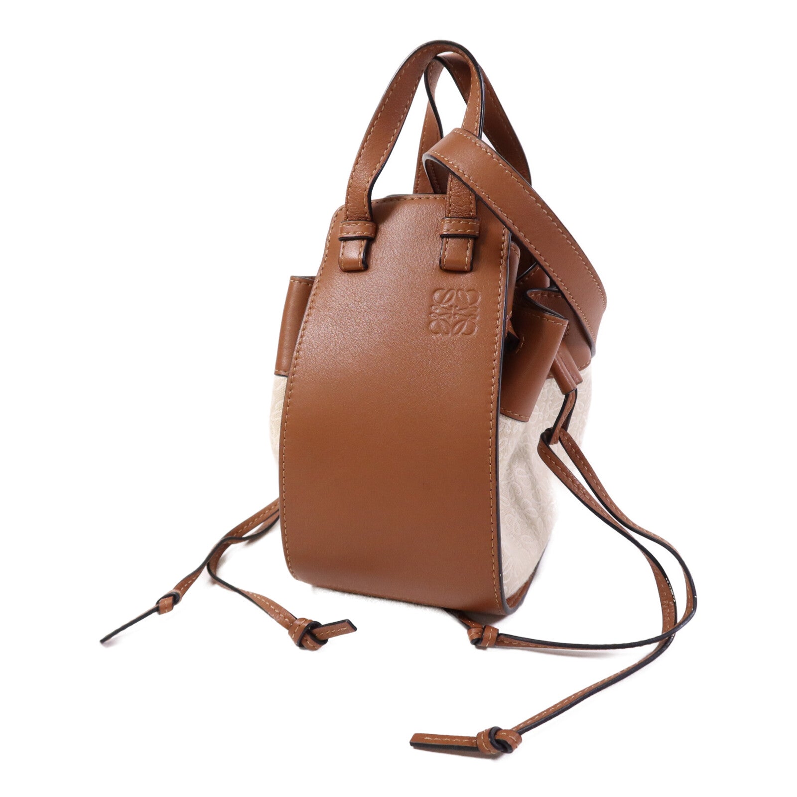 LOEWE 牛皮皮革/帆布Mini Hammock金扣手挽肩背兩用袋