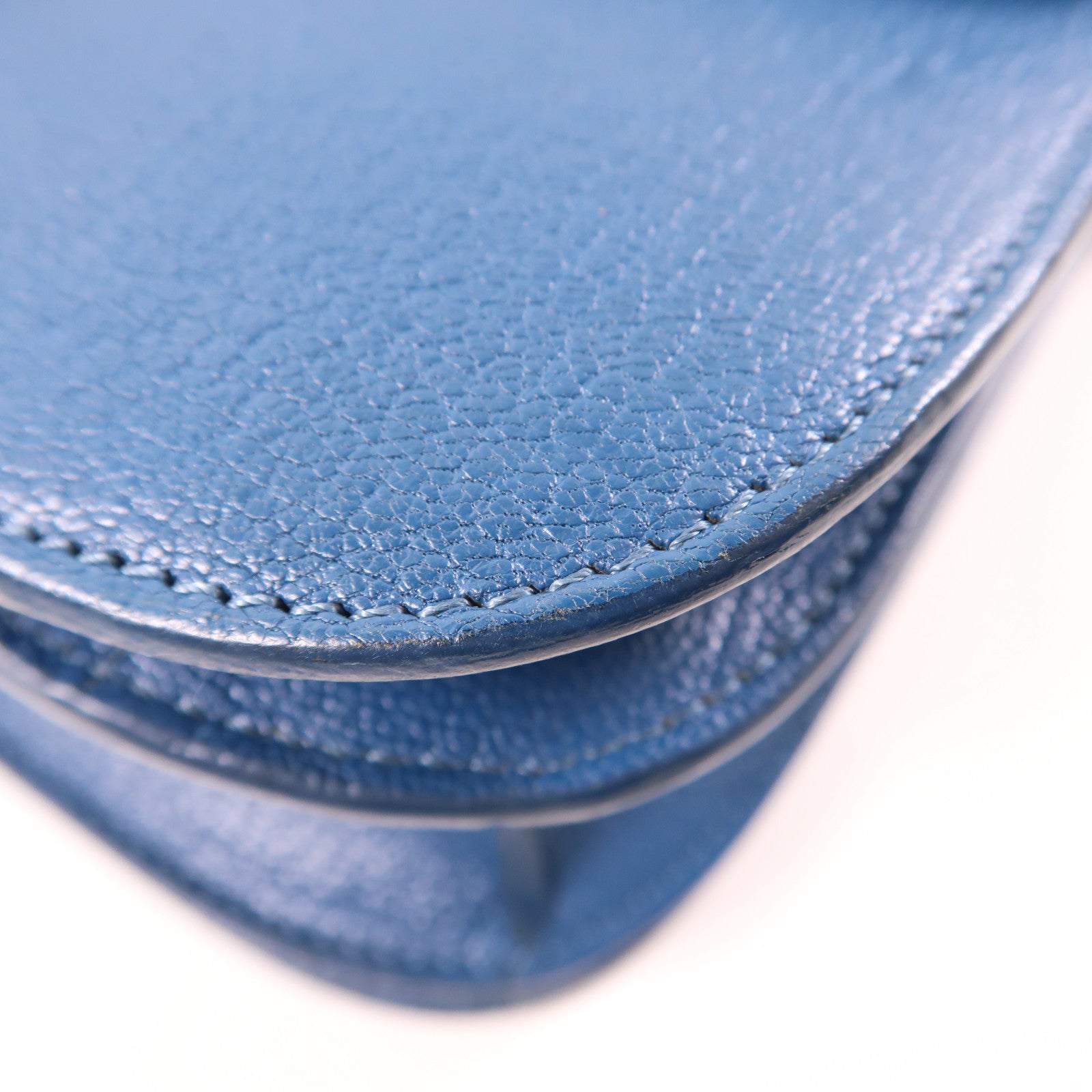 CELINE GHW Classic Box Shoulder Bag Calfskin Leather Blue
