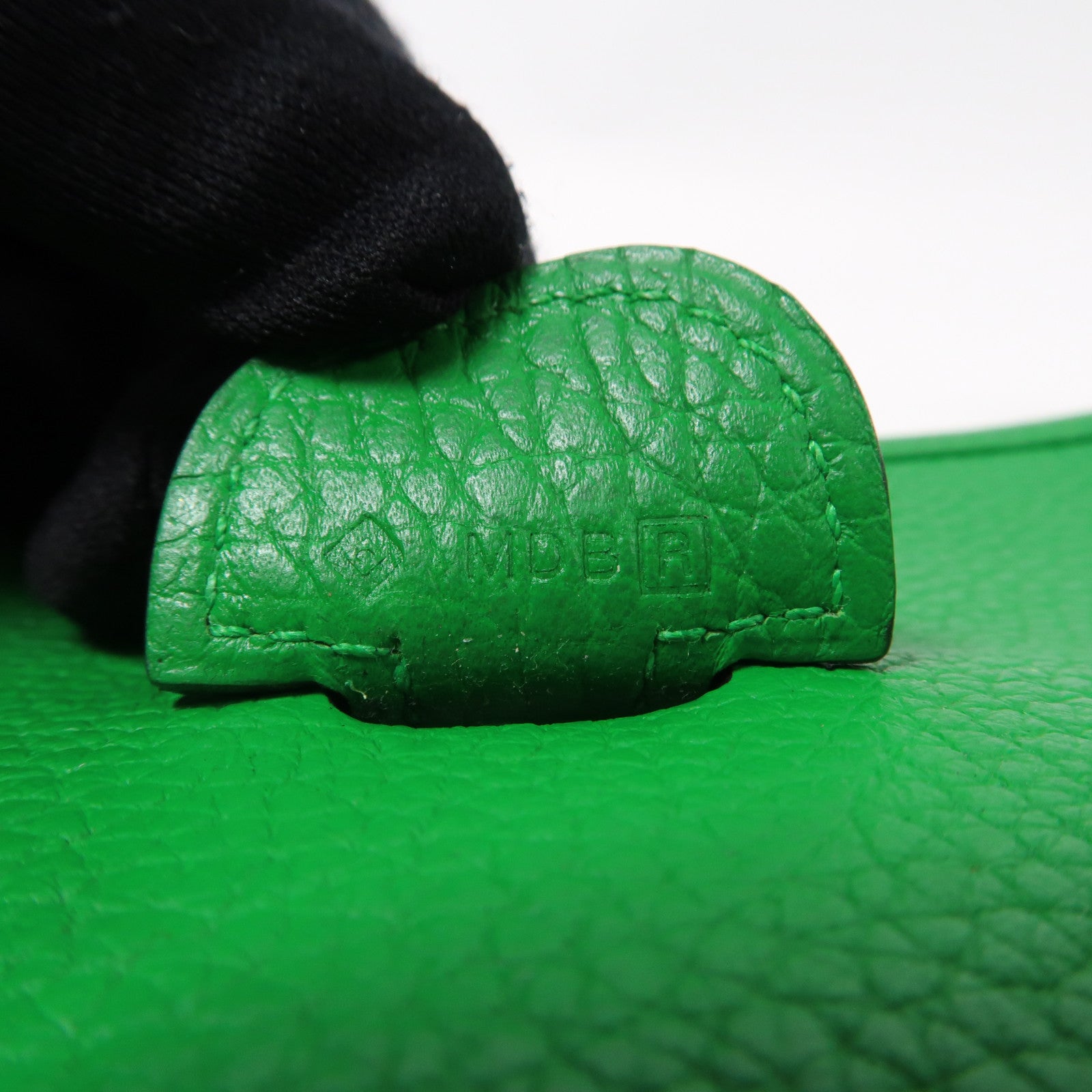 HERMES 【清倉大減價】Clemence皮革Evelyne GM銀扣肩背袋綠色
