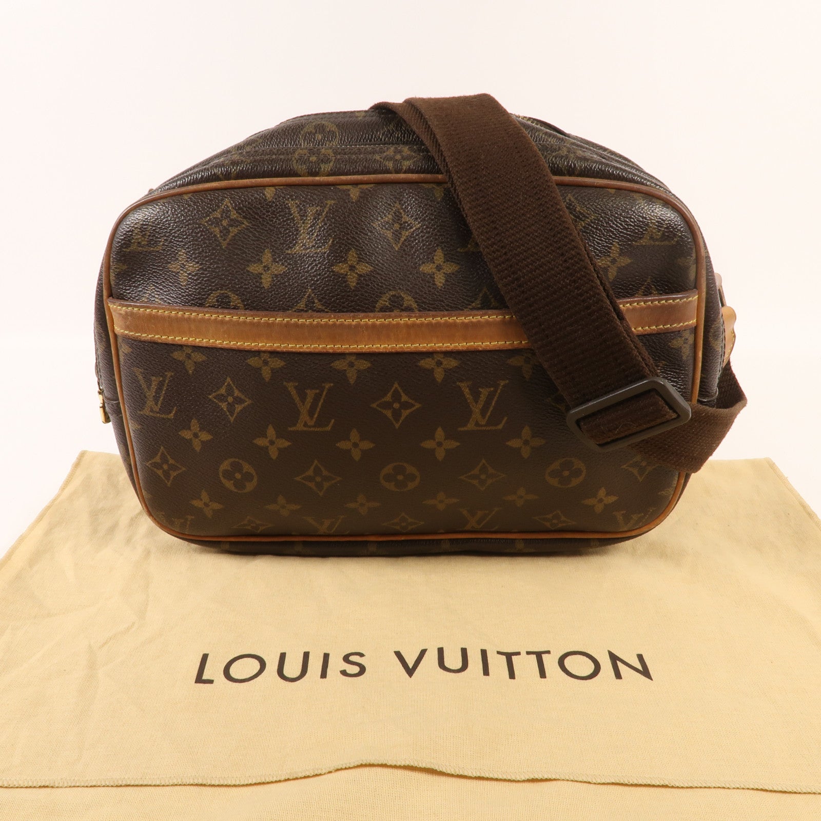 LOUIS VUITTON Monogram Reporter PM金扣肩背袋