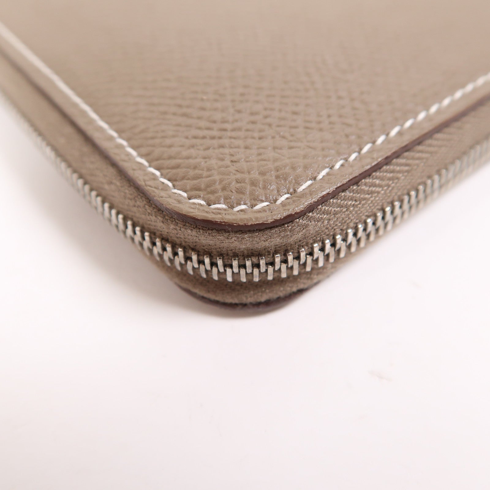 HERMES Epsom皮革Silk In Long Wallet銀扣長錢包18 Etoupe