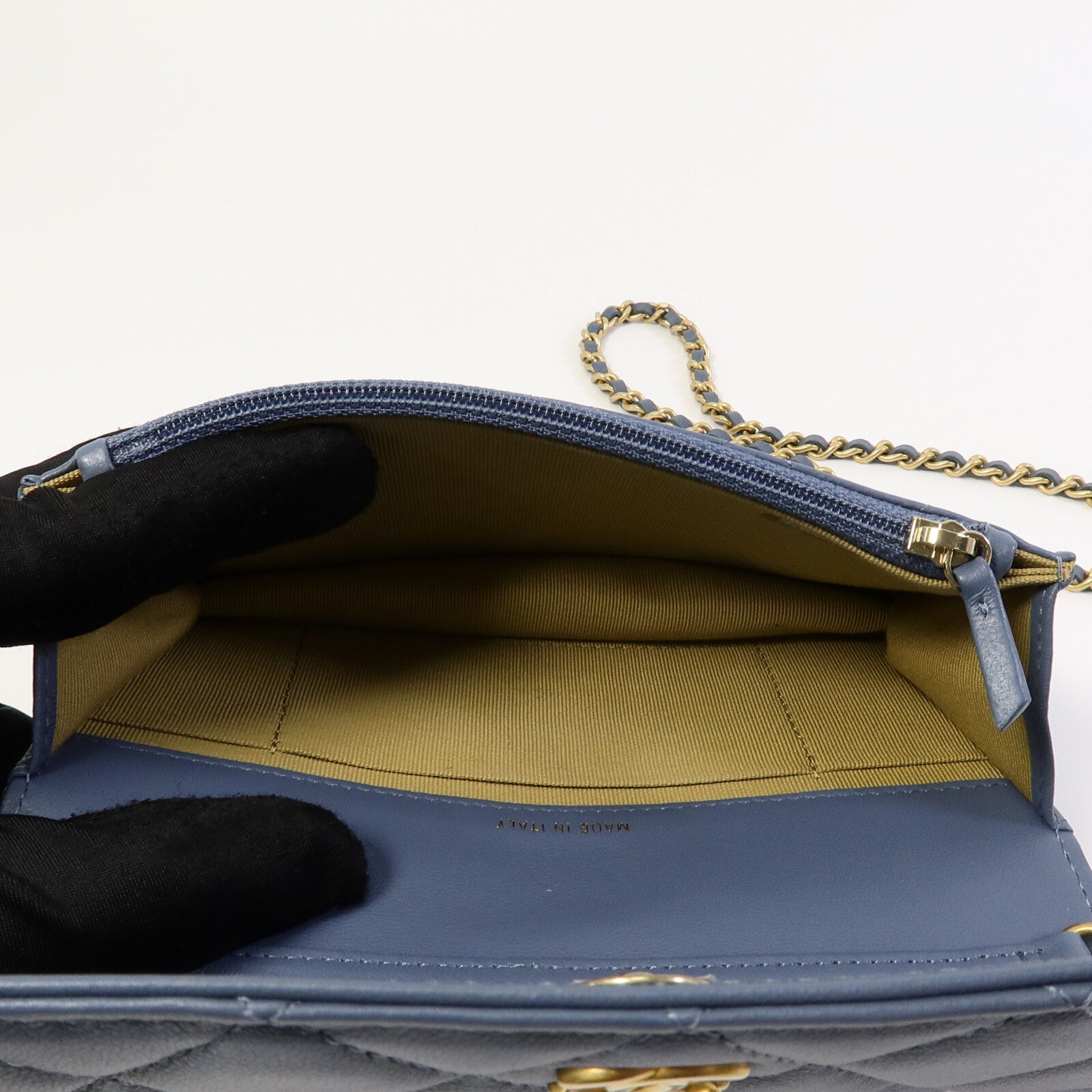 CHANEL 羊皮皮革Chain Shoulder W Gold Ball鏈帶肩背袋
