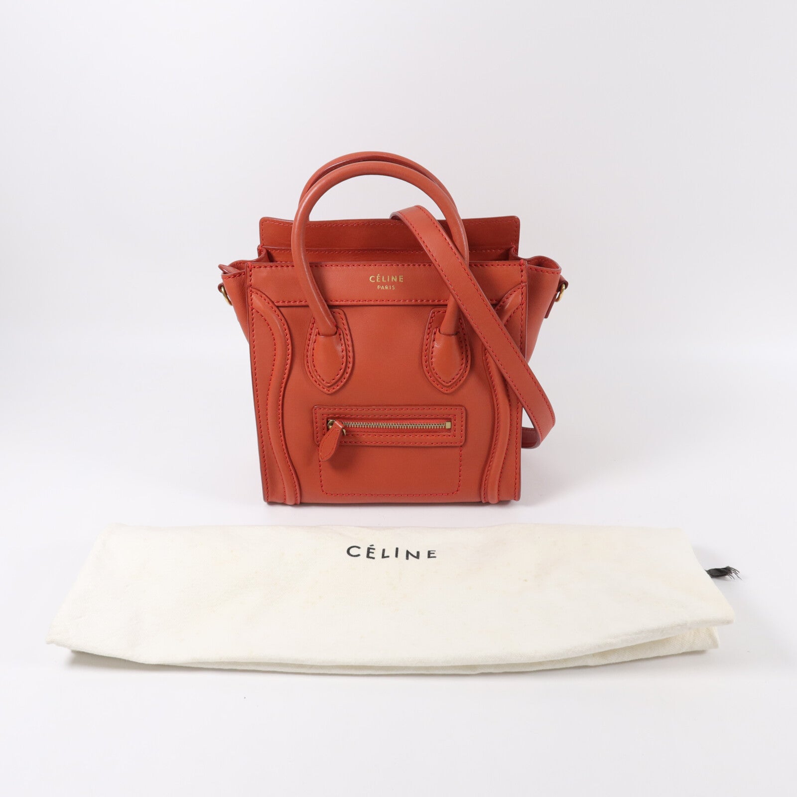CELINE 牛皮皮革Nano Luggage 手挽肩背兩用袋